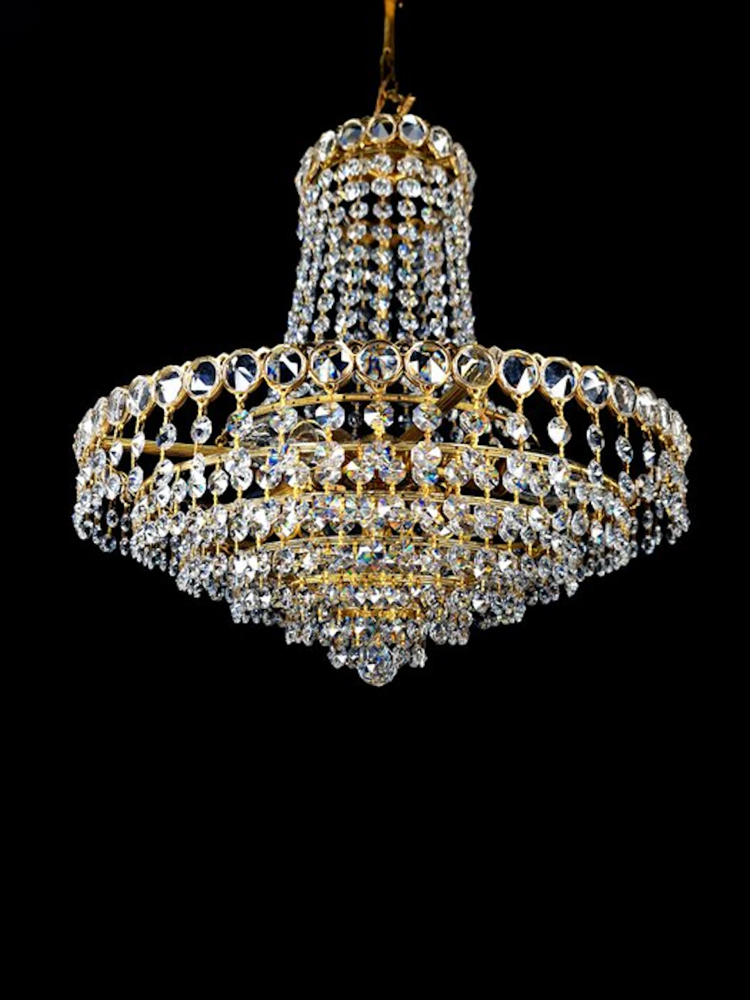 Hanging lamp - Golden metal structure and Strass crystals