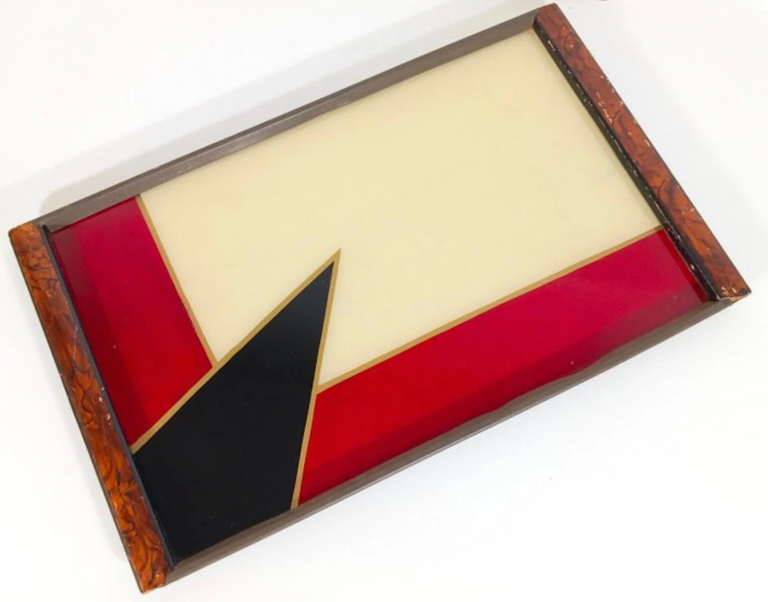 Tray - Art Deco design of the 1930s - Decorative panel glass