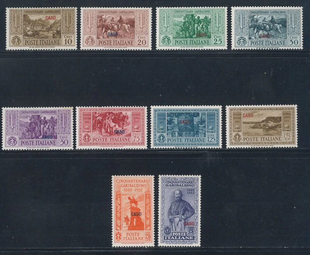 Italian Aegean Islands - Caso - Garibaldi, complete series no. 17/26.