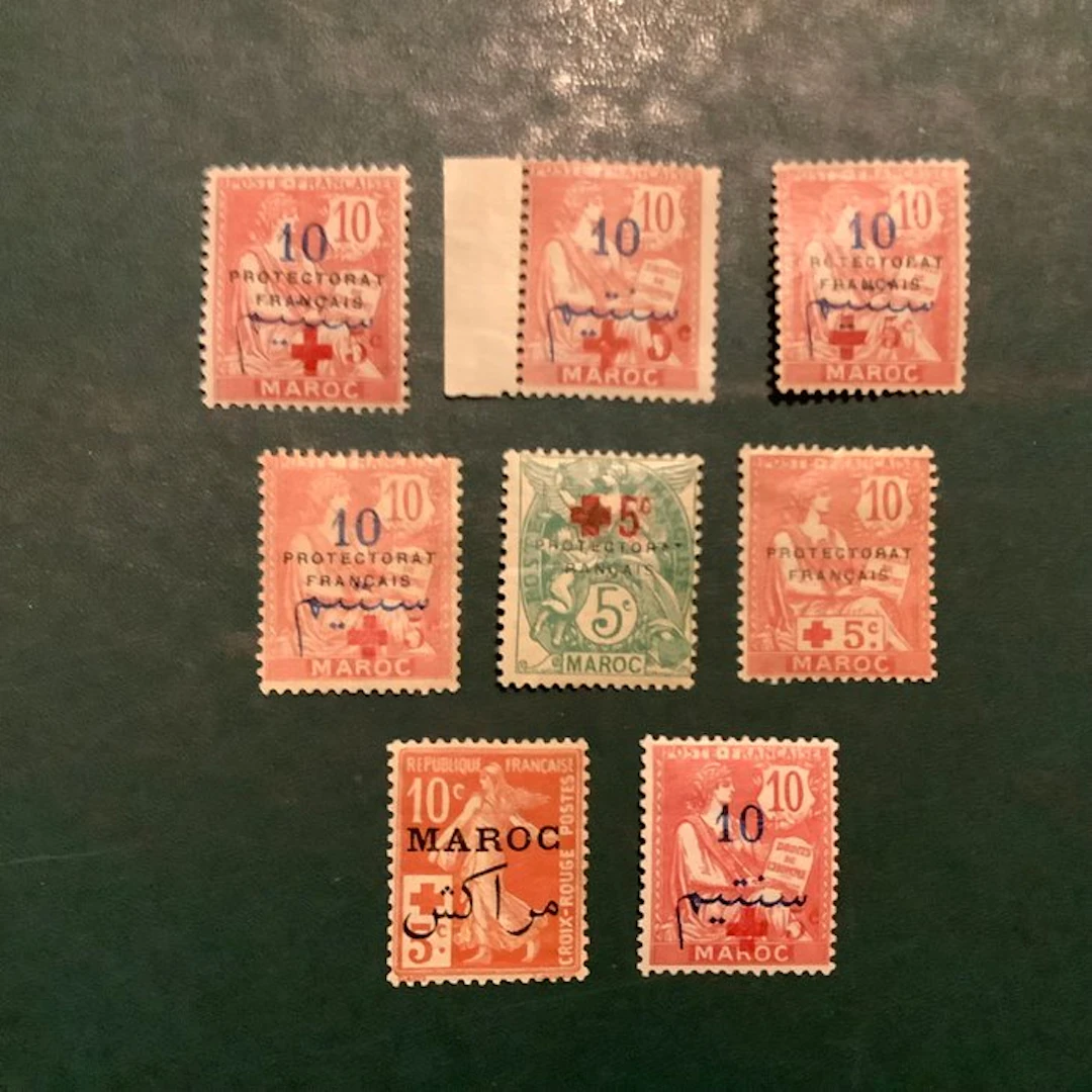Morocco 1914 - Red Cross stamps partially approved - MH - Yvert 55/62