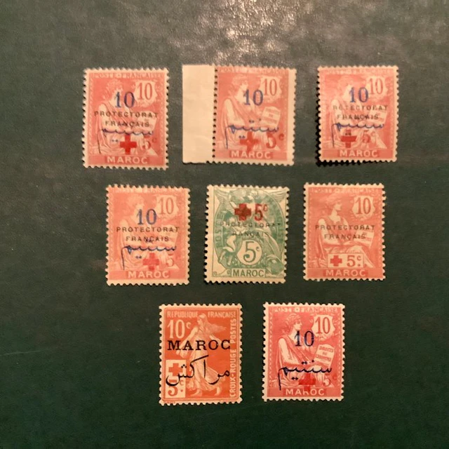 Morocco 1914 - Red Cross stamps partially approved - MH - Yvert 55/62