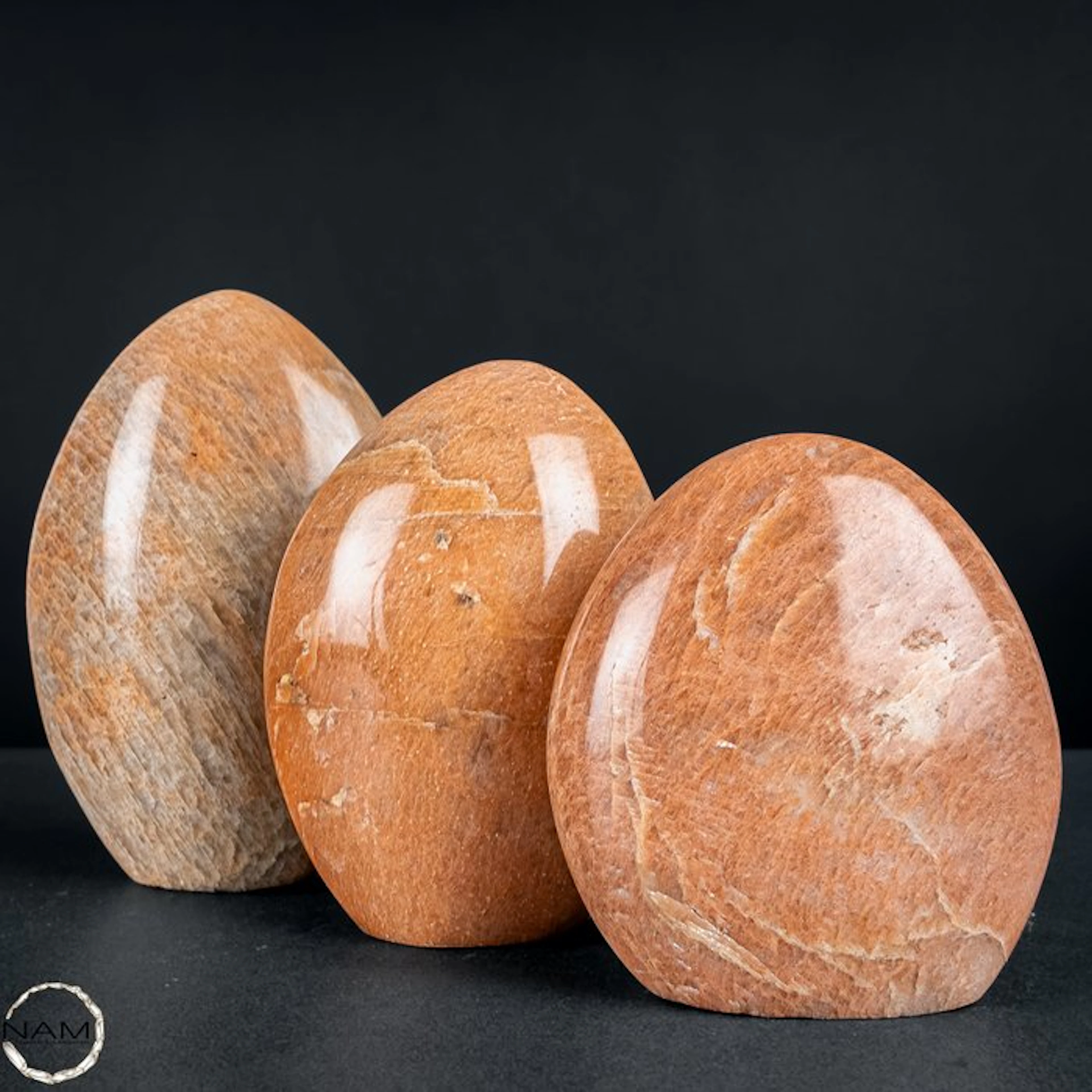 Peach Moonstone Freeforms – A harmonious trio in warm peach and apricot tones