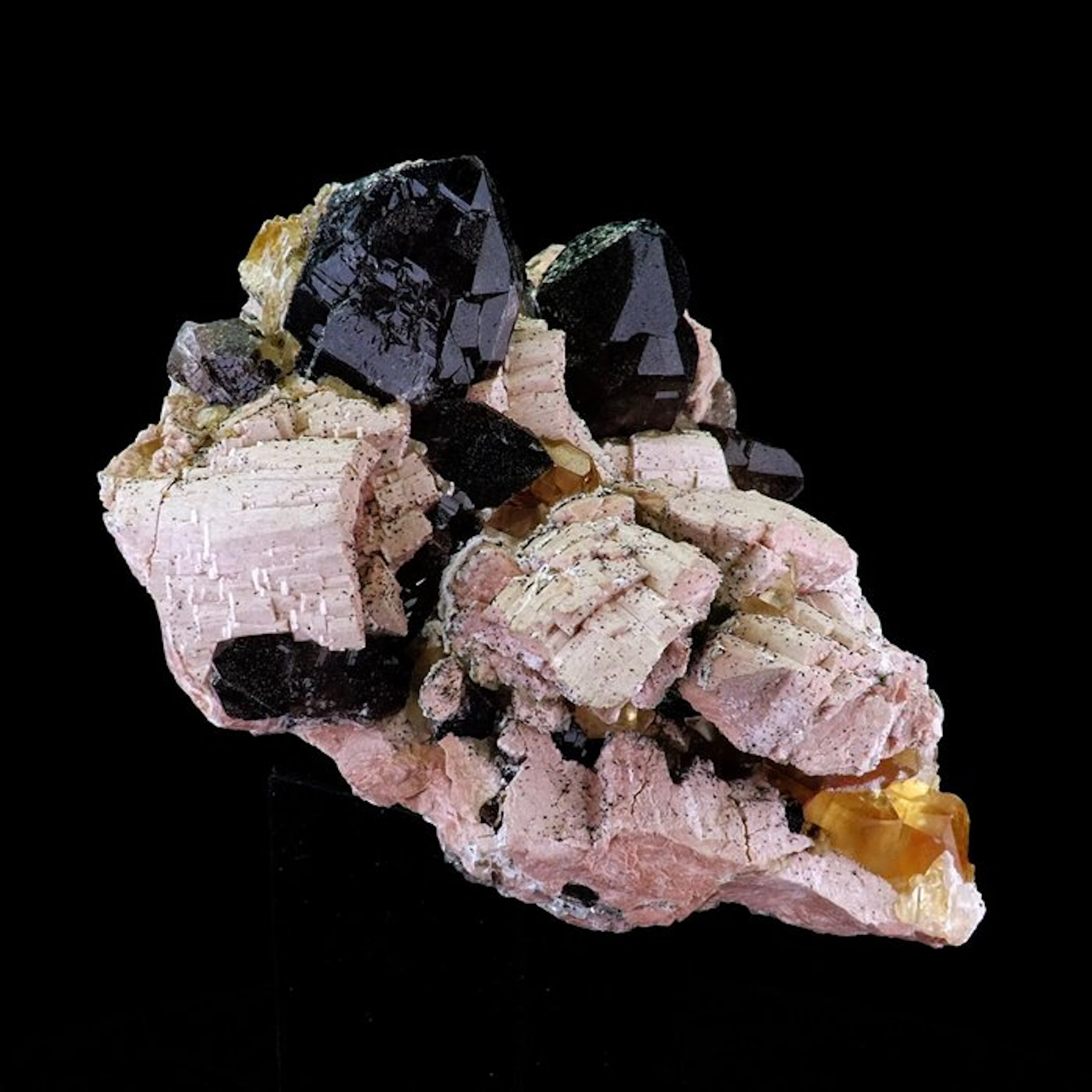 Smoky Quartz on Orthoclase