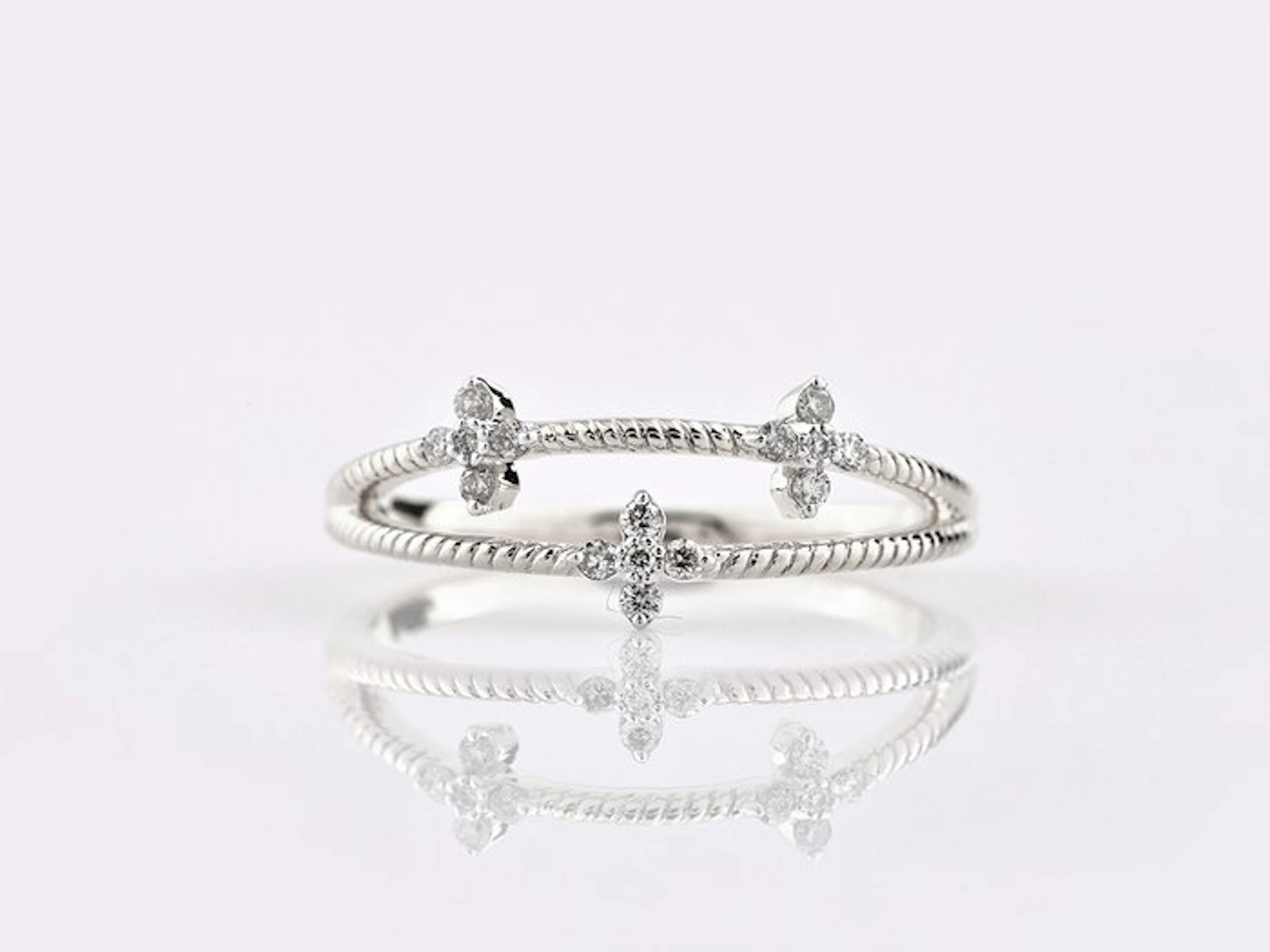 Ring - 14 kt. White gold - 0.11ct. tw. Diamond (Natural)