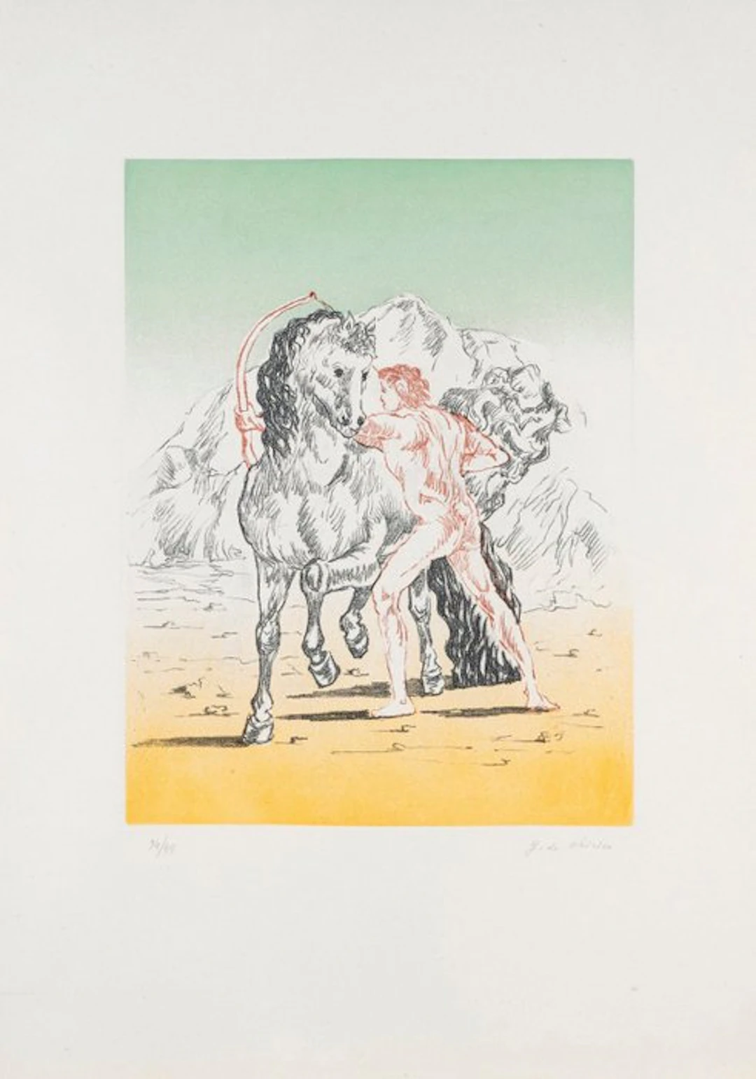 Giorgio De Chirico (1888-1978) - Arciere con cavallo