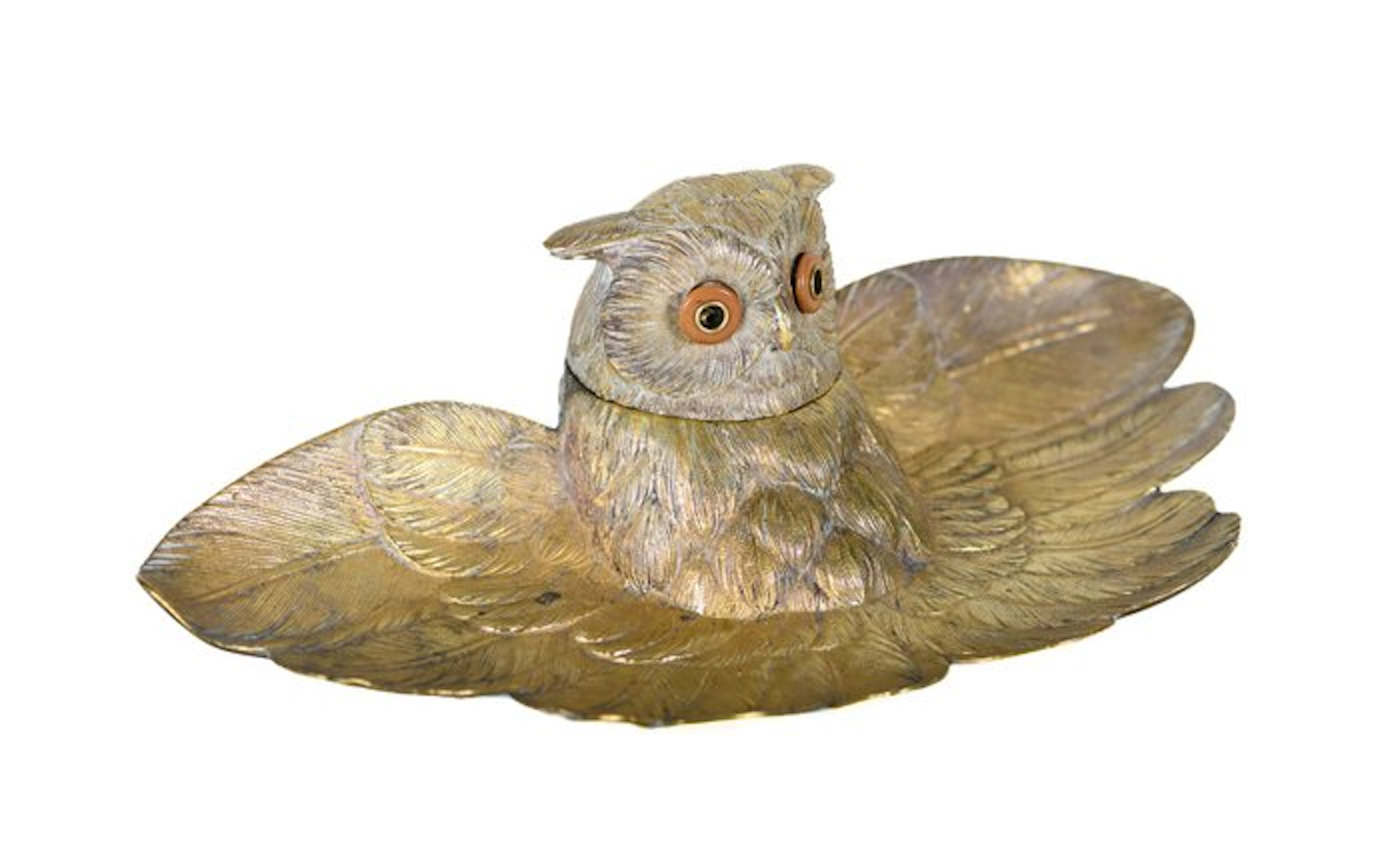 Prachtig antiek verguld bronzen inktstel in de vorm van...