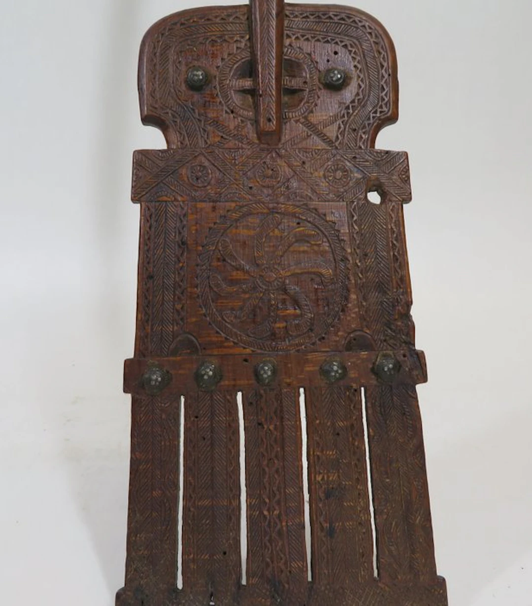 Spinstok, houtkerfsnede, Scandinavië, volkskunst - Shelf - Wood