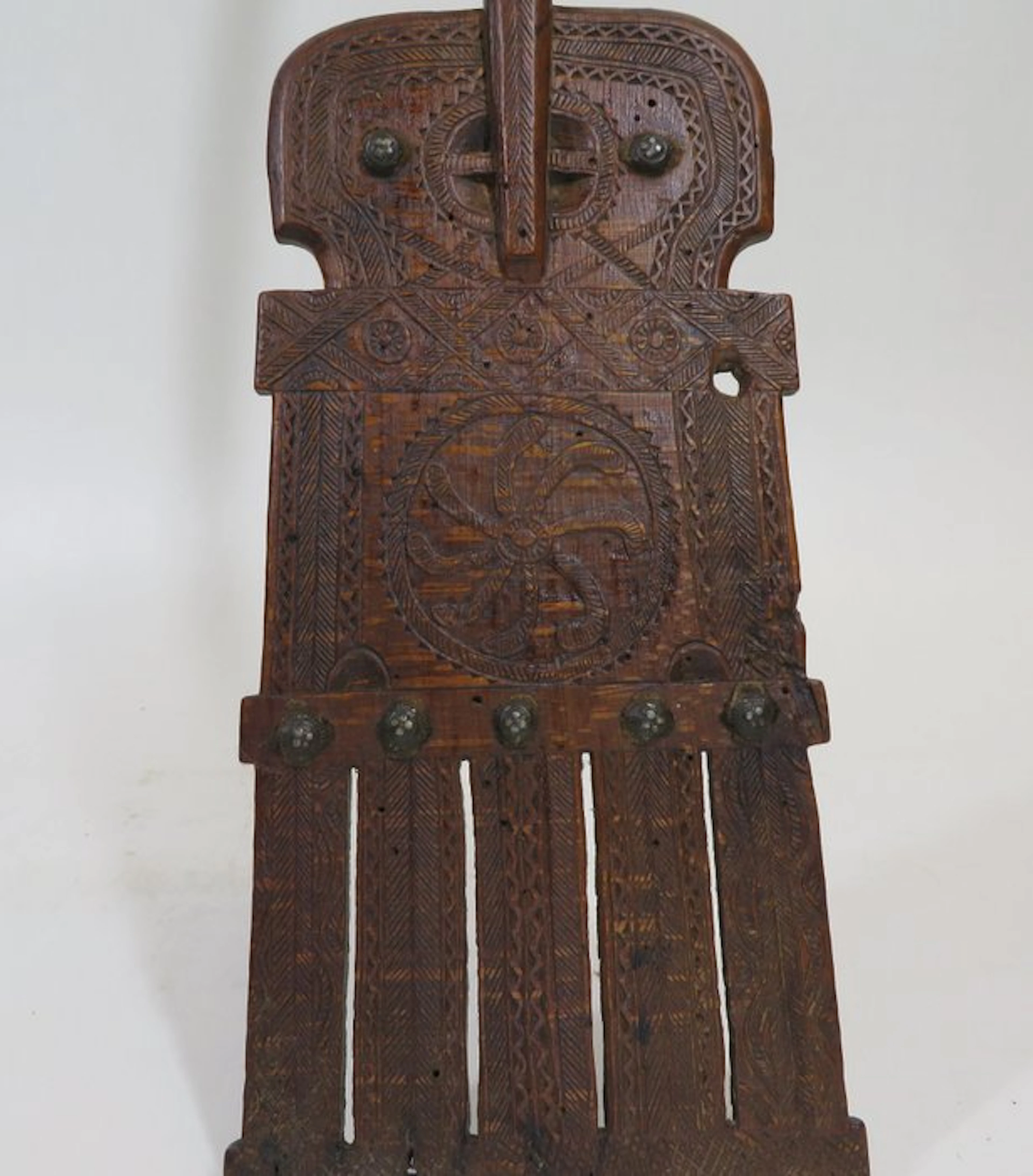 Spinstok, houtkerfsnede, Scandinavië, volkskunst - Shelf - Wood
