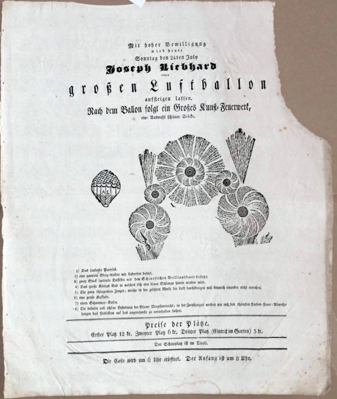 Joseph Liebhard wird einen großen Luftballon aufsteigen lassen. - 1825