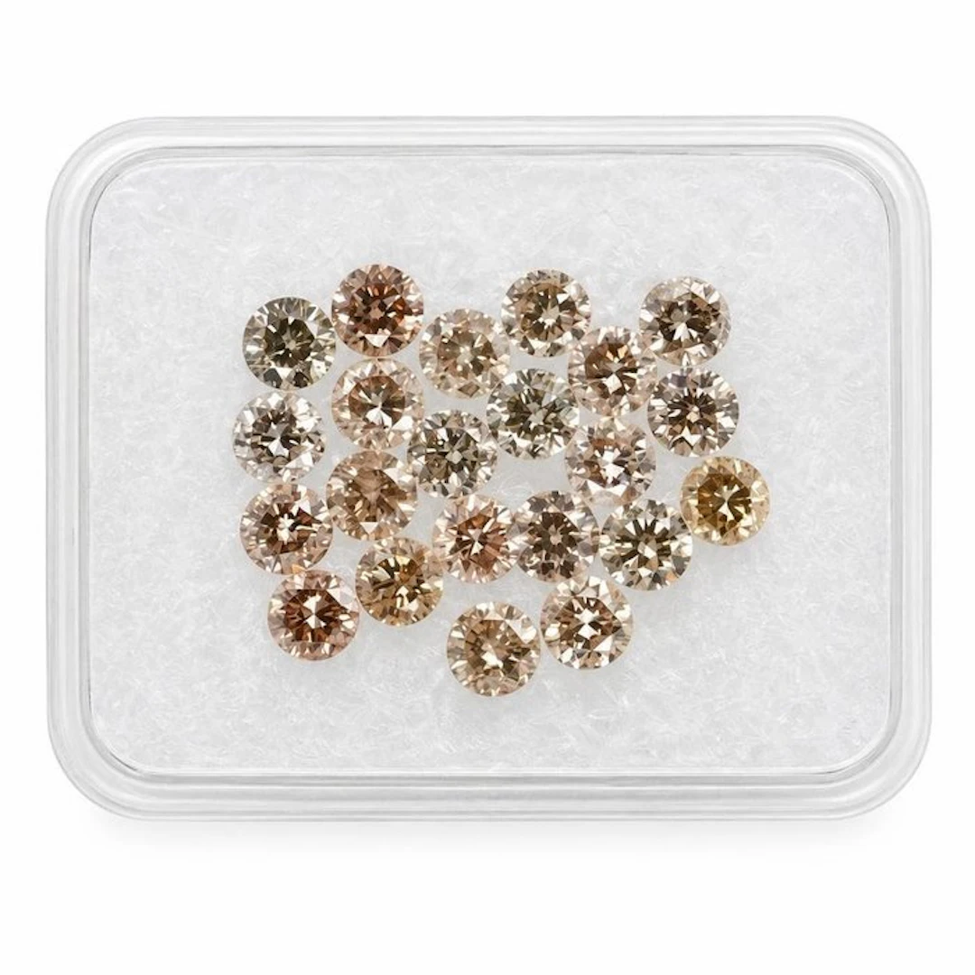 No reserve price - 22 pcs Diamond (Natural coloured) - 0.97 ct - Round - Faint