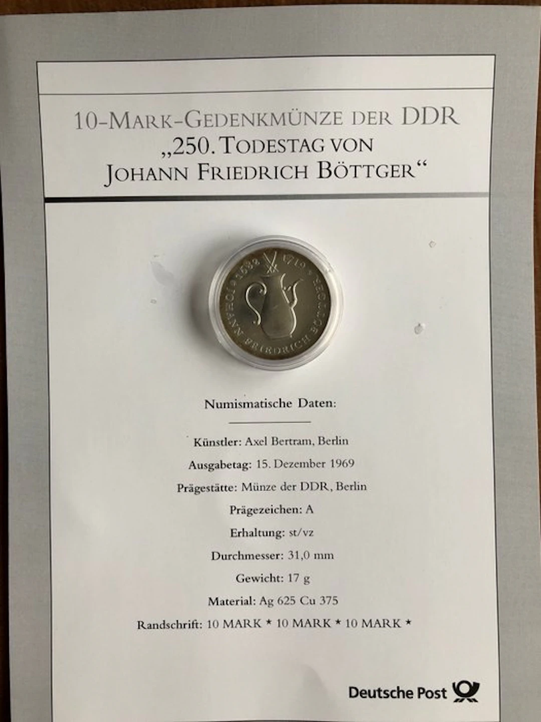 Germany, Democratic Republic 10 Mark 1969 A – 250