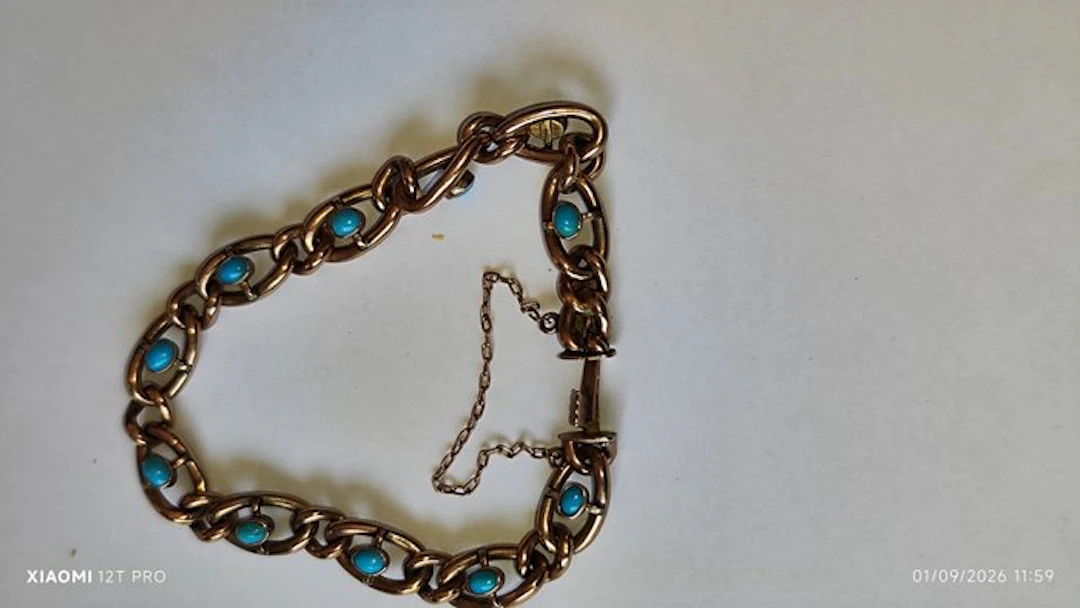 Bracelet - 9 kt. Rose gold Turquoise - Roise Gold & Turquoise