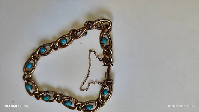 Bracelet - 9 kt. Rose gold Turquoise - Roise Gold & Turquoise