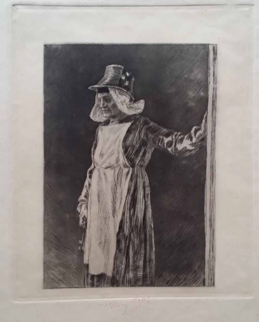Félicien Rops (1833-1898) - La vieille Masken, handsigned