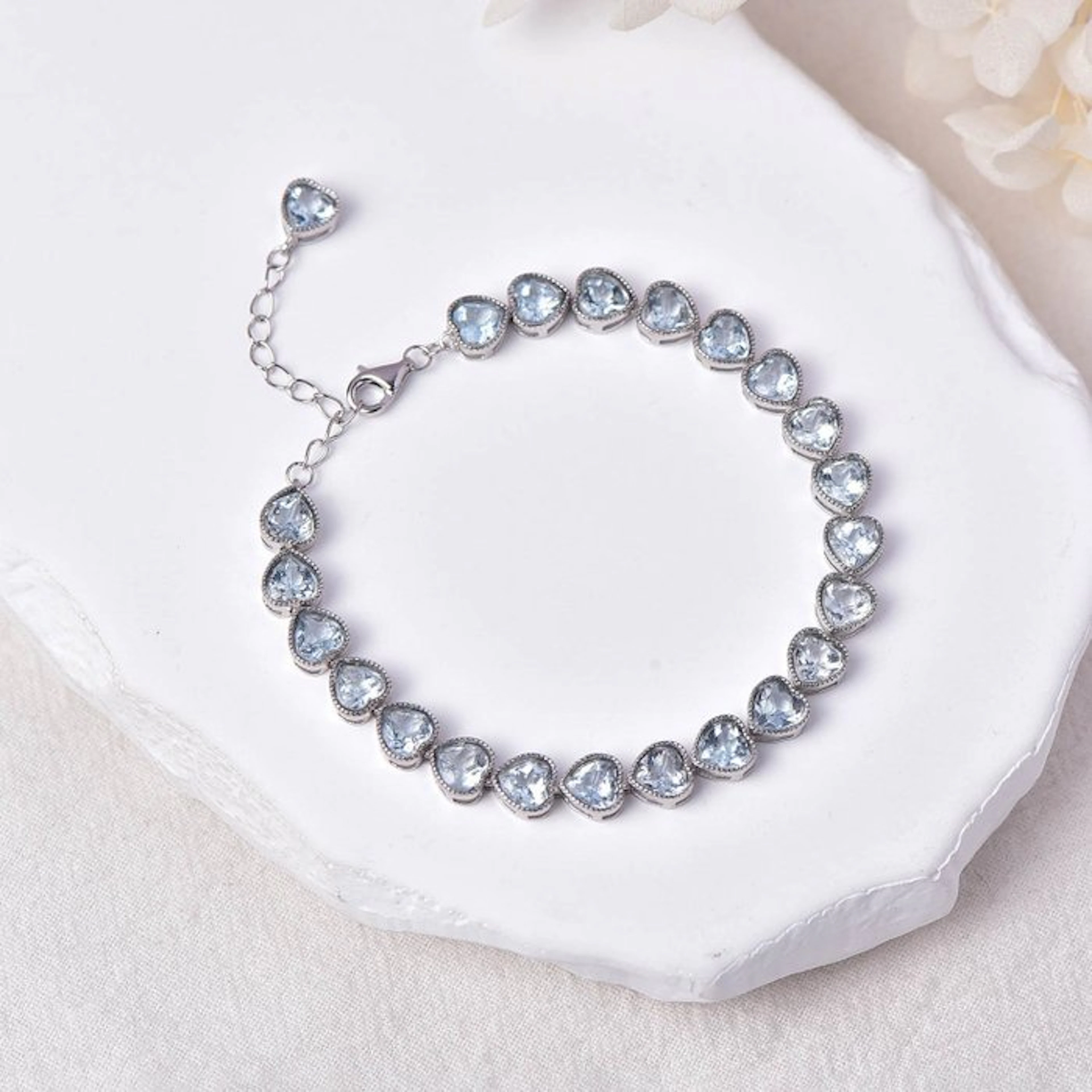 No reserve price - Bracelet Silver - Aquamarine - Certified
