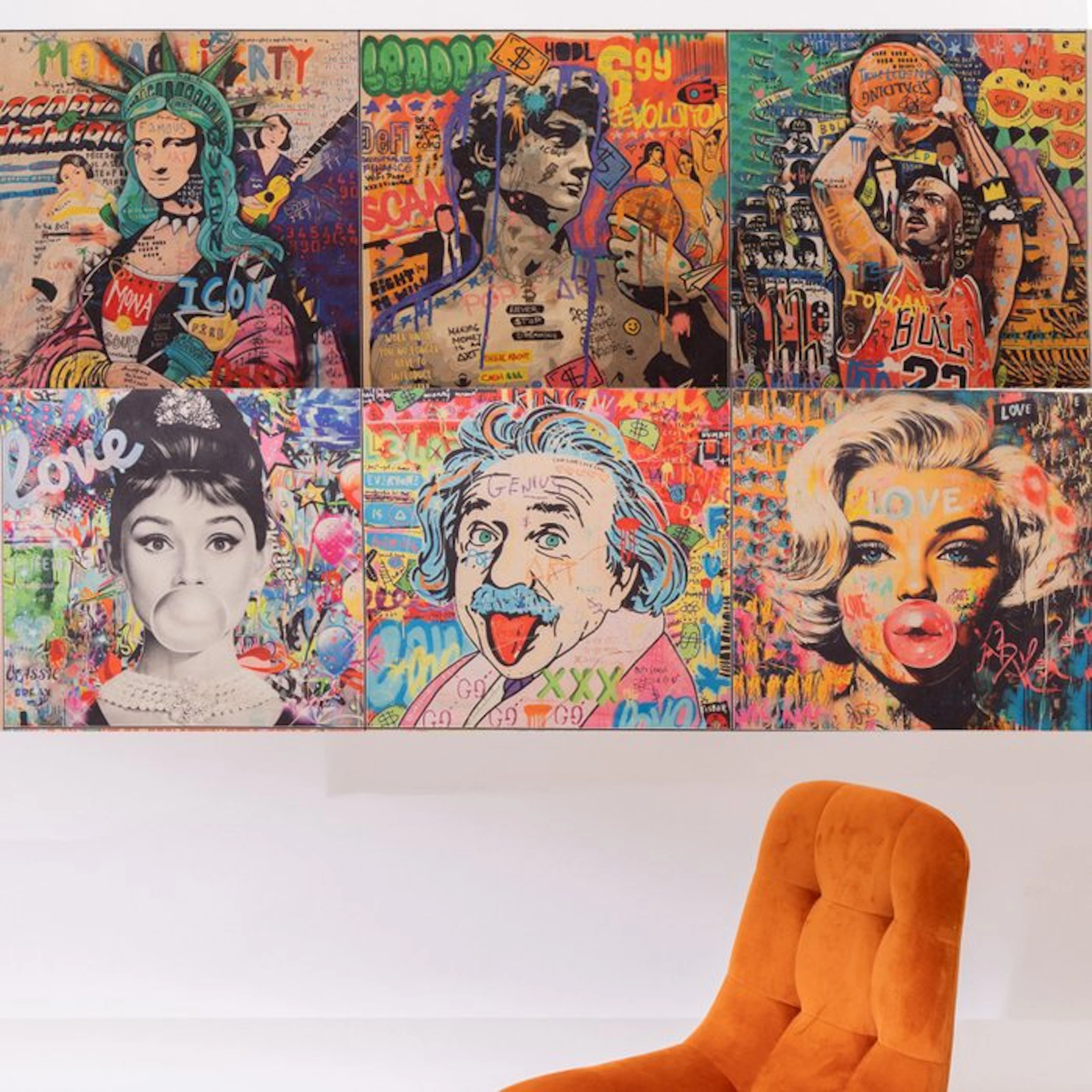 AA179 - 6 panels - Iconic Pop Portraits - Street Art...