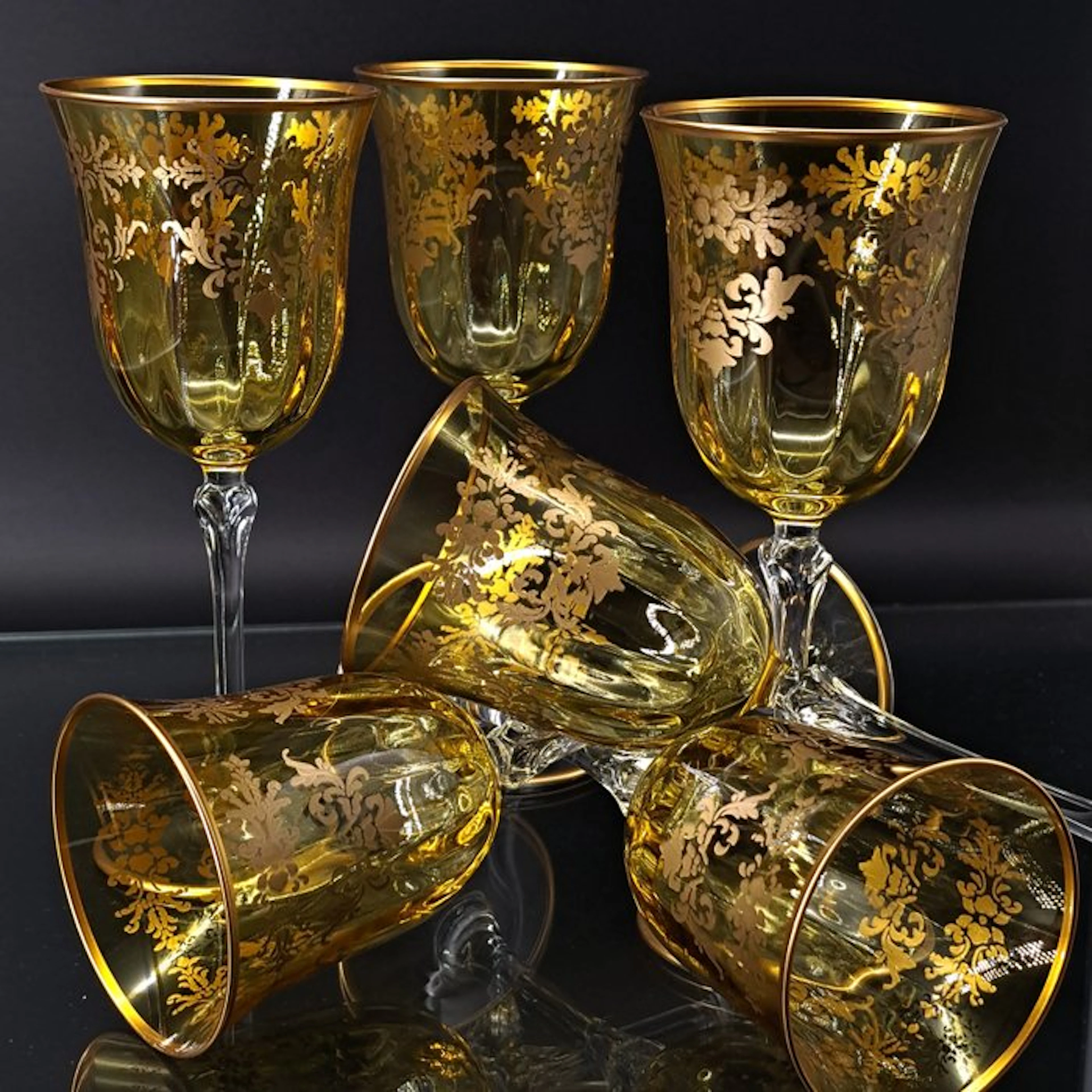 Artemisia - Drinking set (6) - Melody - Crystal, Gold zecchino