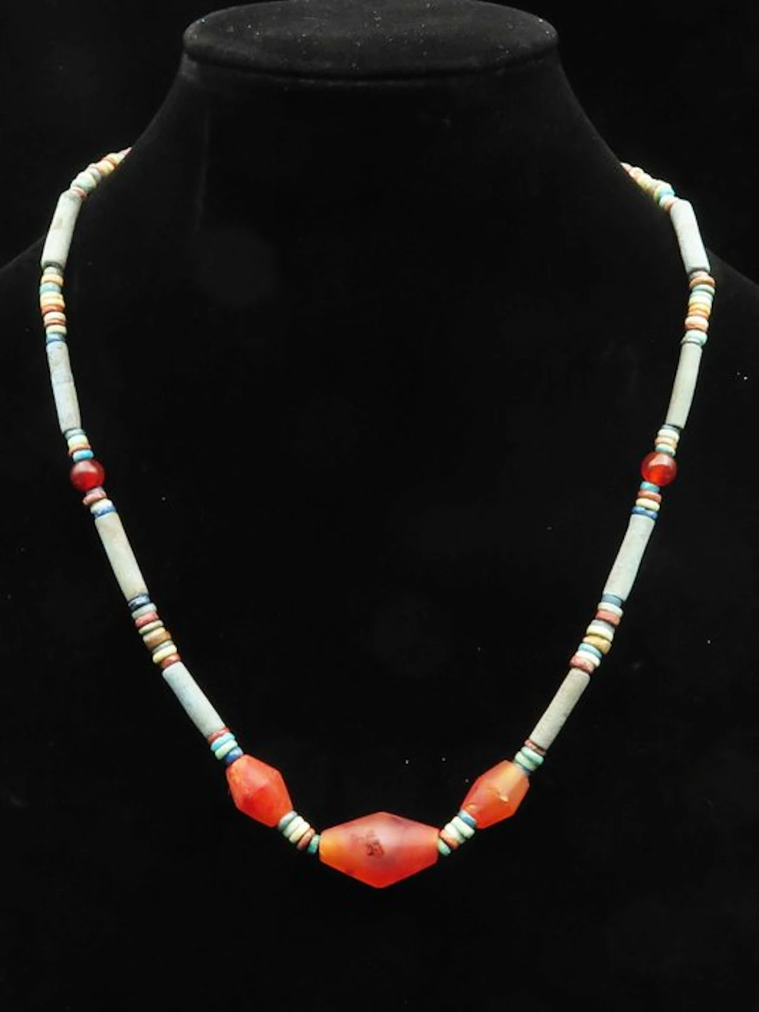 Ancient Egyptian Necklace made of Carnelian and Faience...
