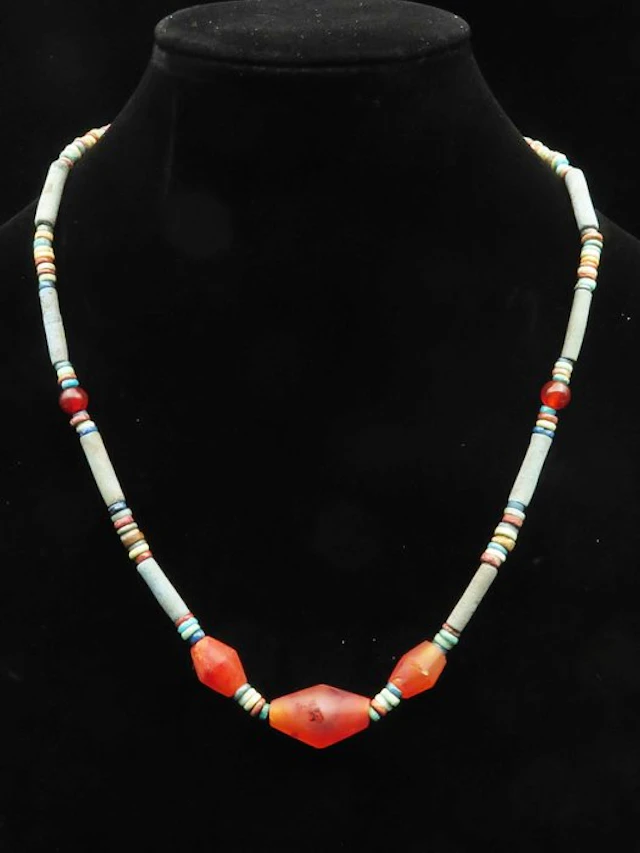 Ancient Egyptian Necklace made of Carnelian and Faience...