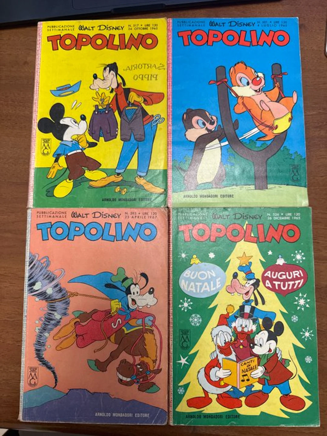 Topolino Libretto nn. 501, 517, 526, 595 - 4 Comic - 1965/1967