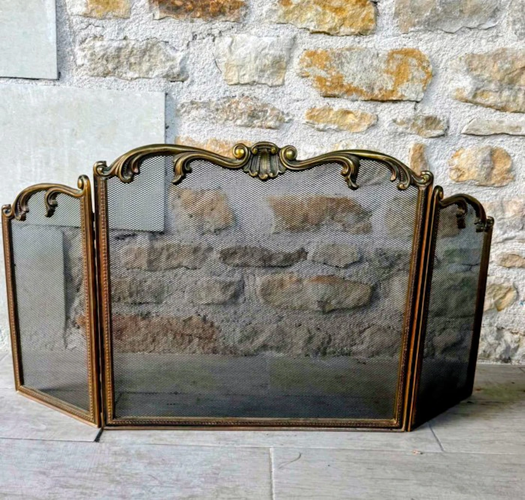 Fireplace accessory - Brass - Louis XV Style Firewall