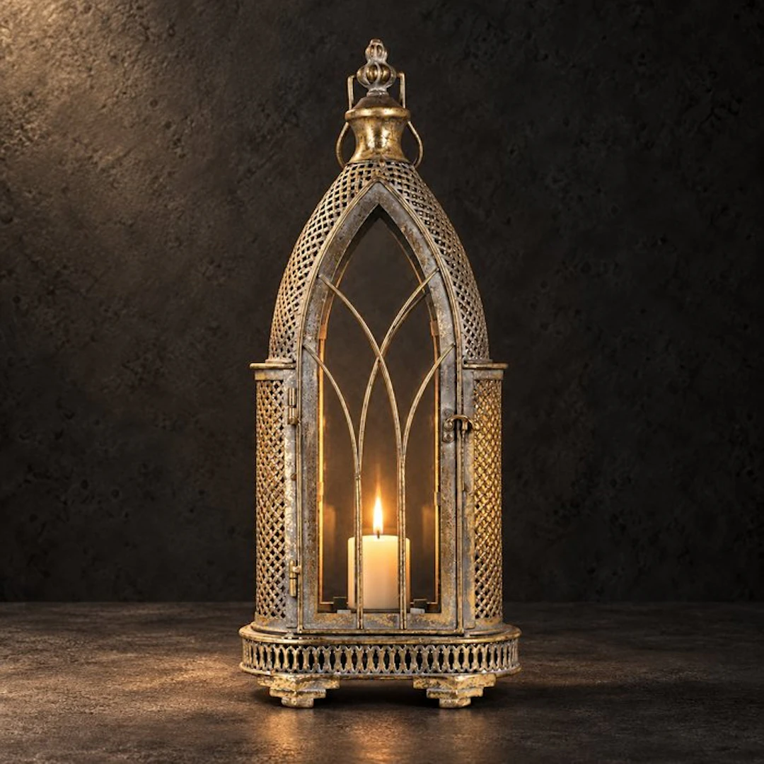 Lantern - Glass, Metal - Gothic lantern - 46 cm