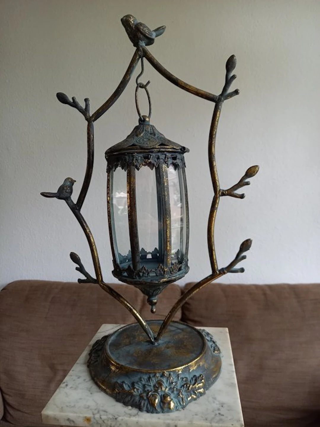 Lantern - "Hanging Candle Lantern On A Stand" - 52 cm - Glass, Metal