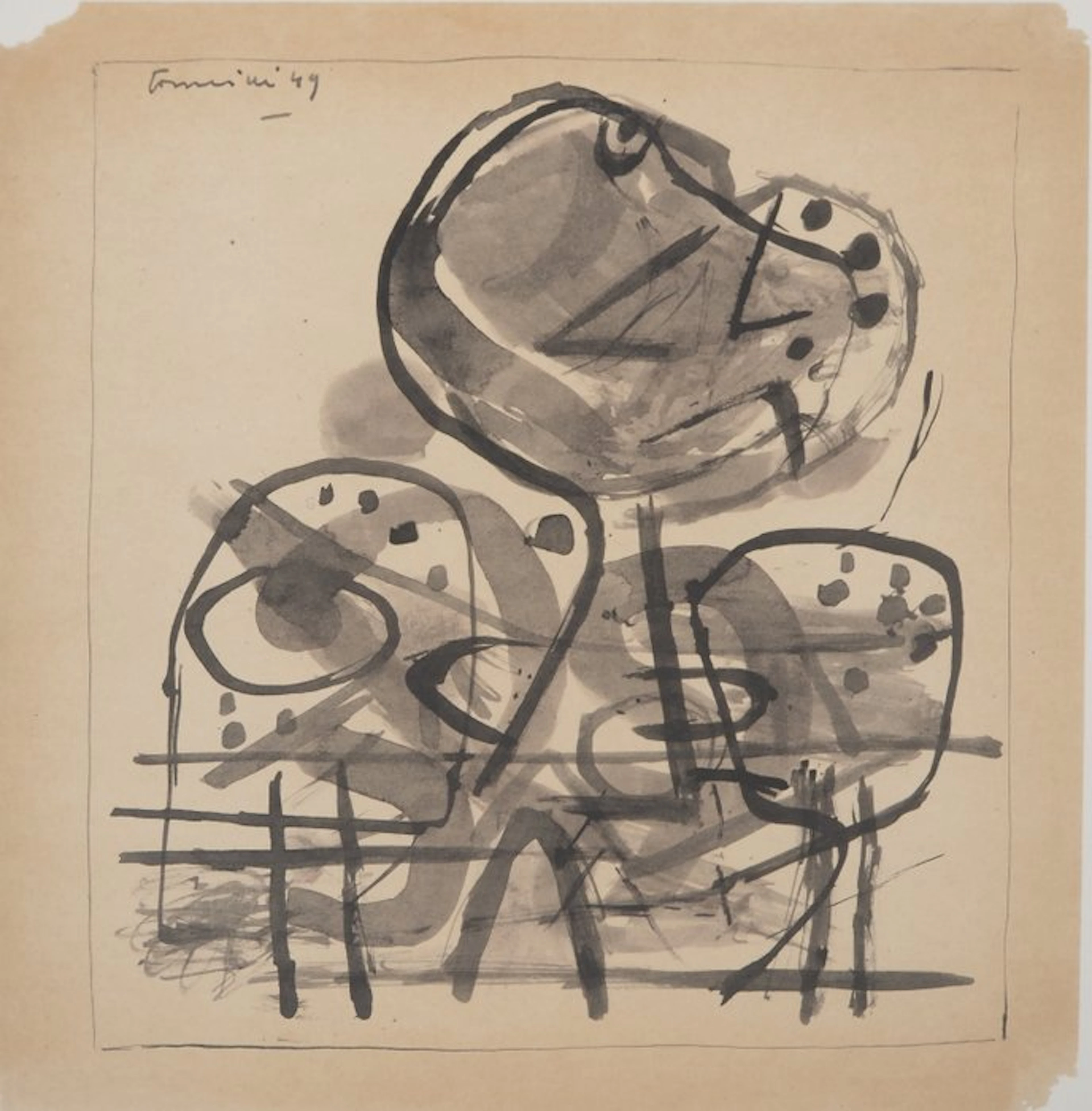 Corneille (1922-2010) - Portrait surréaliste au verre à vin