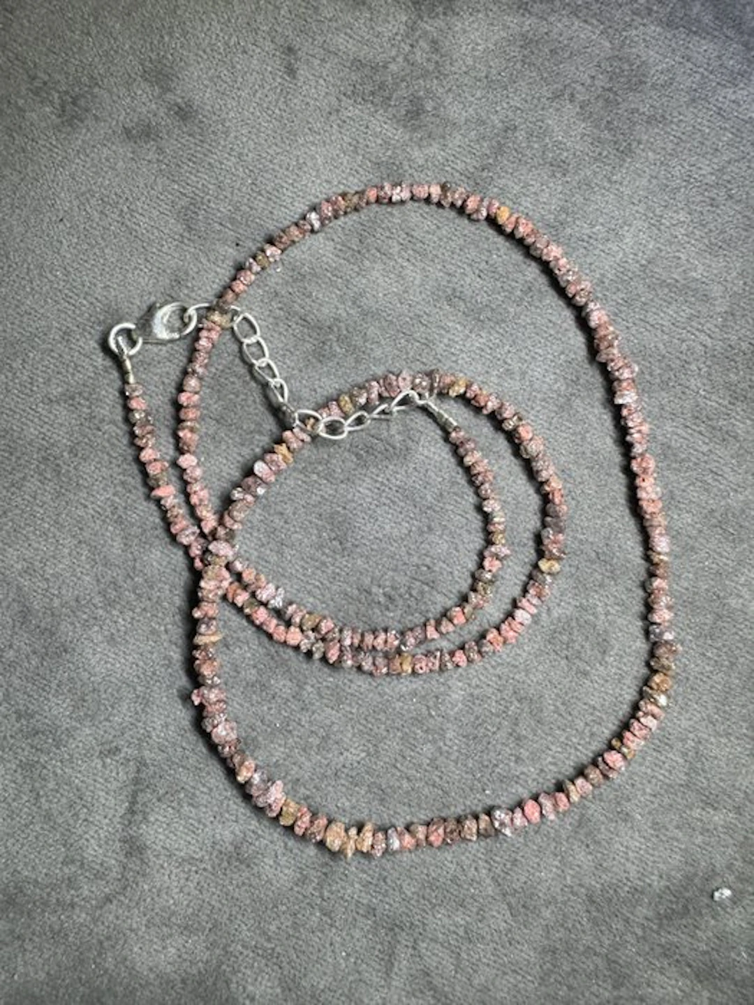 Rough red-brown diamond necklace in 925 silver