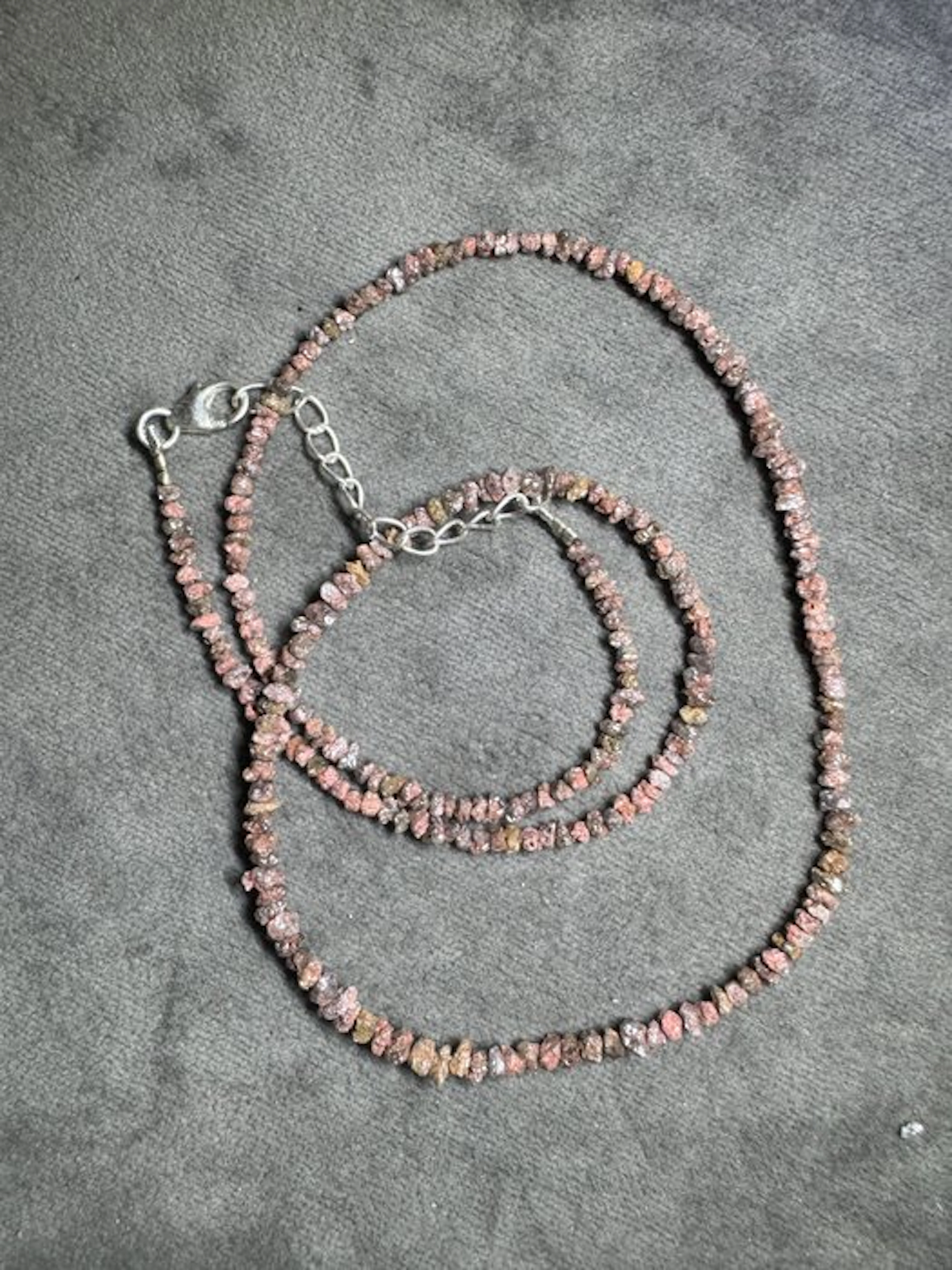 Rough red-brown diamond necklace in 925 silver