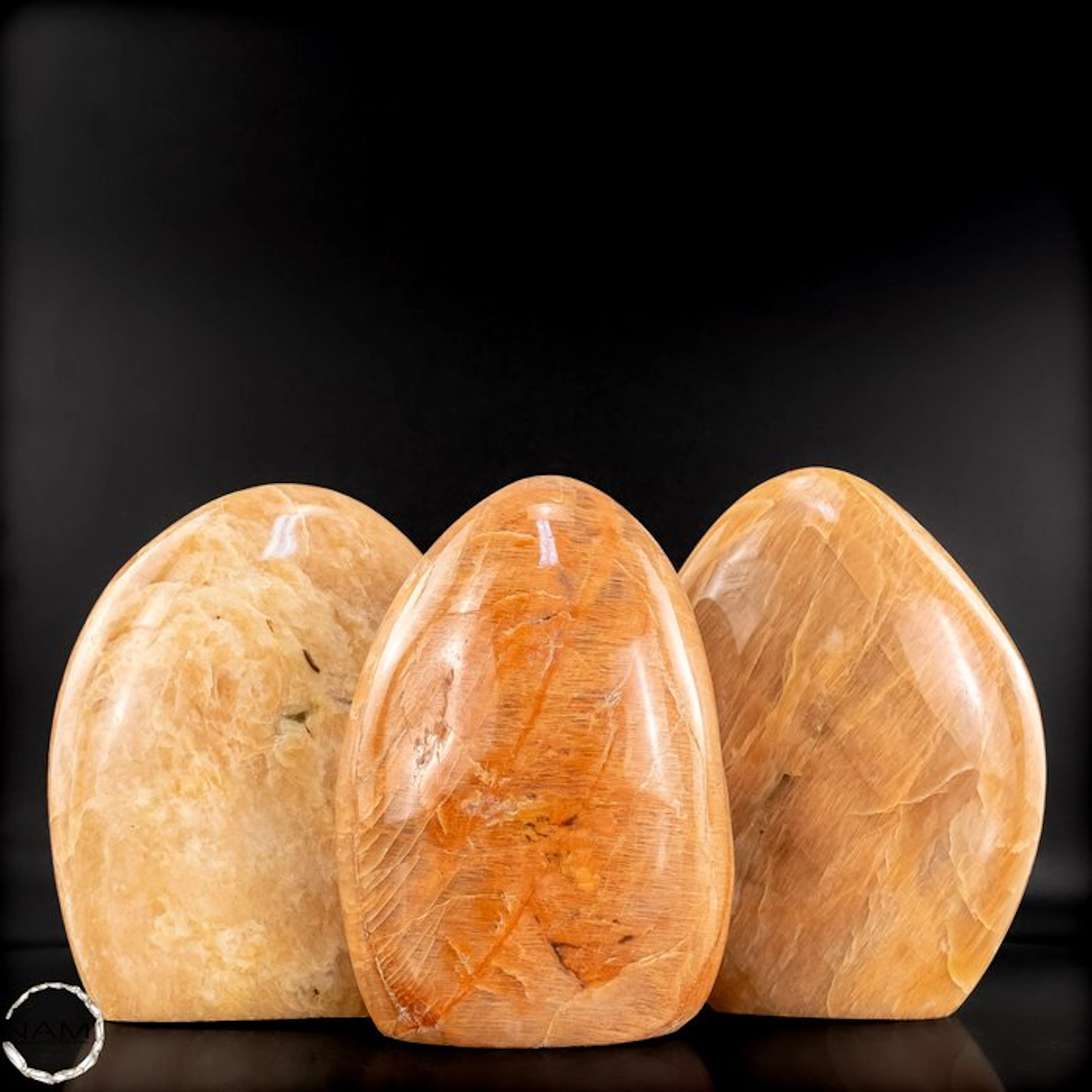 Peach Moonstone Freeforms – A harmonious trio in warm peach and apricot tones
