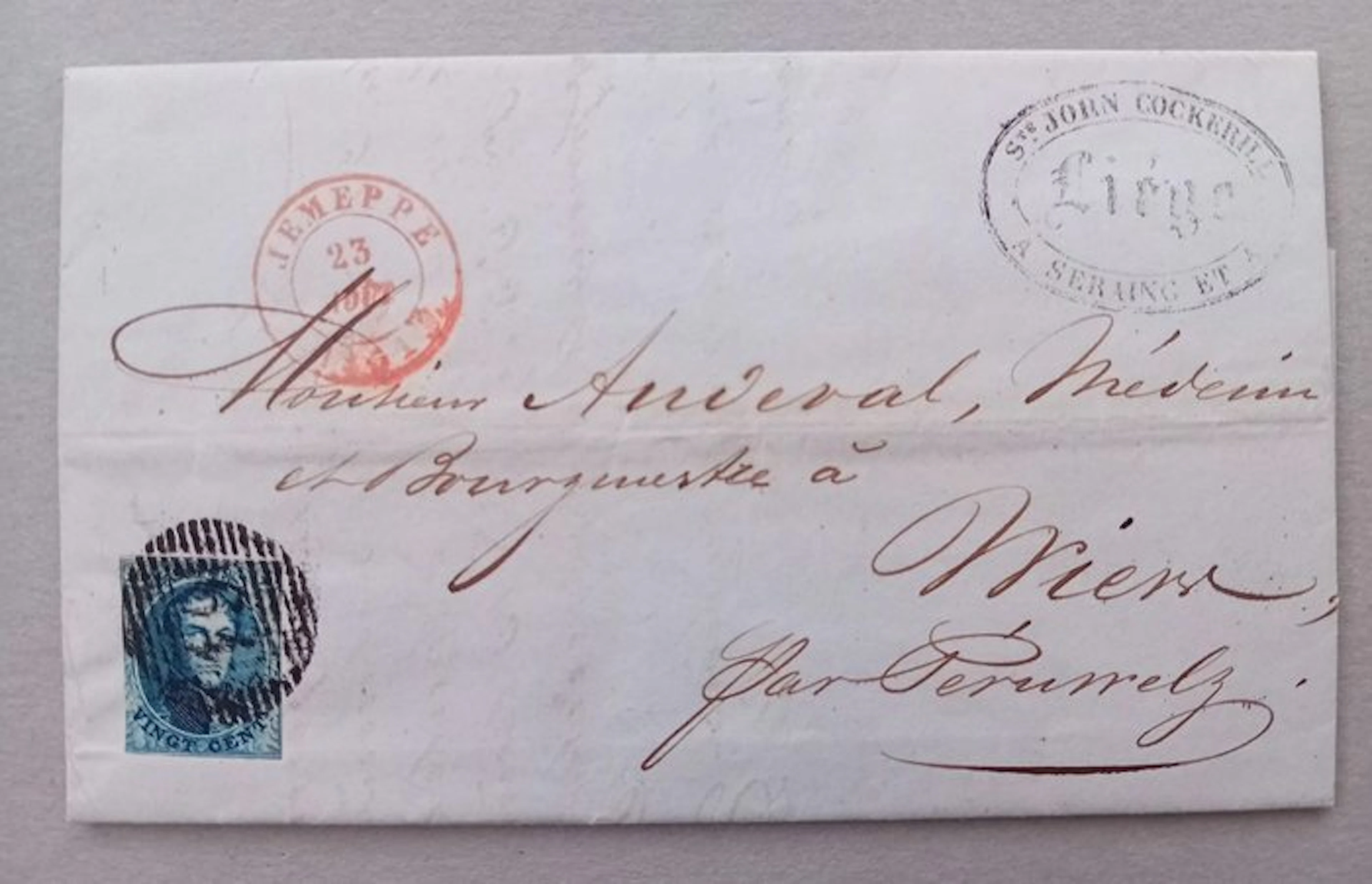 Belgium 1851/1851 - Envelope, written letters, and stamps