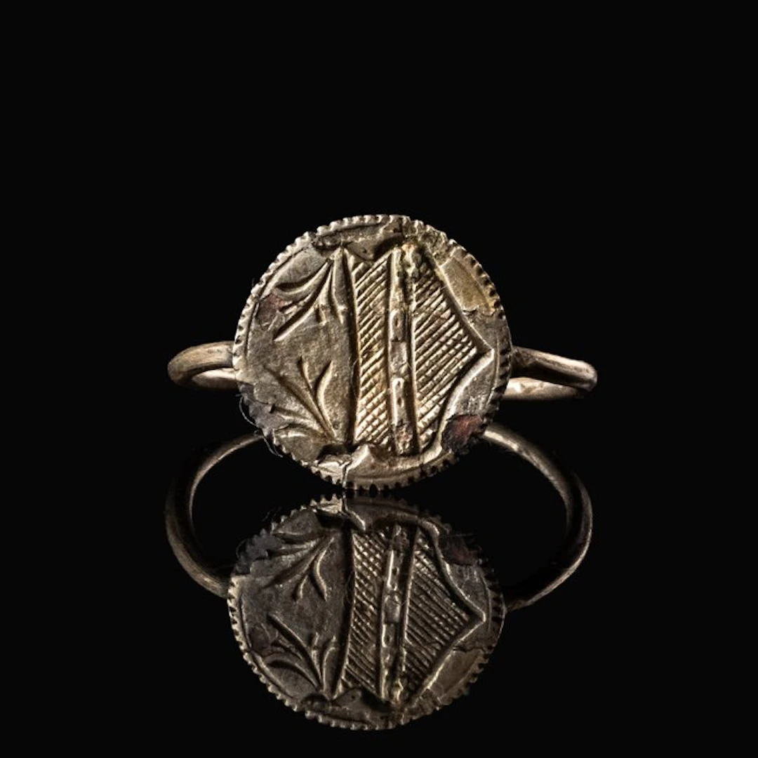 Medieval Silver Seal Ring with Merchant's Mark
