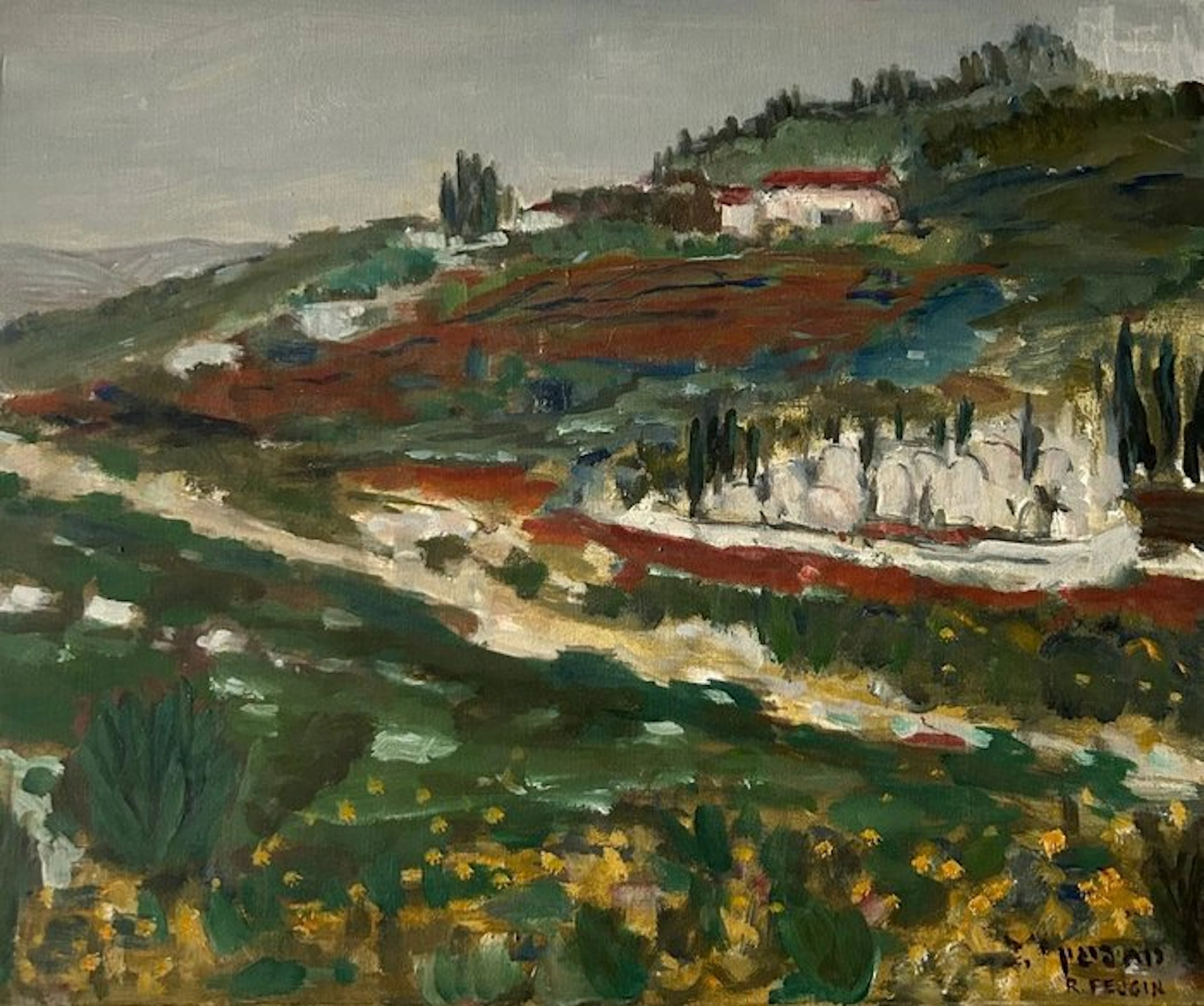 Ruth Feigin (XX) - Expressive mediterrane Hügellandschaft