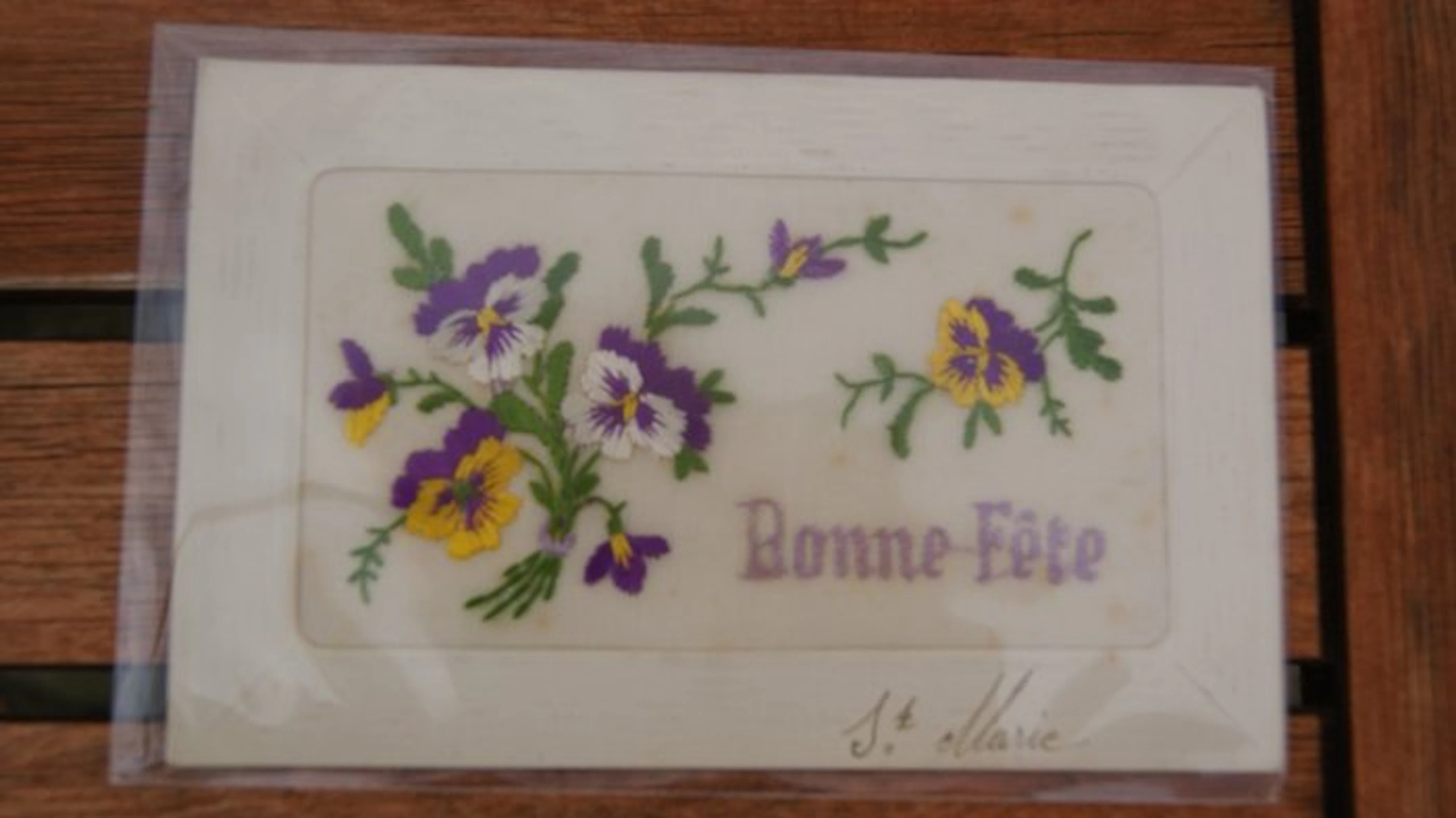 Embroidered postcards - Handcrafted around World War I...