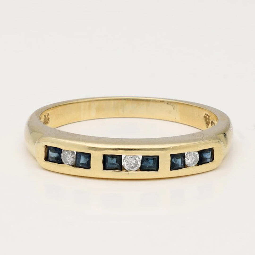 Ring - 14 kt. Yellow gold Sapphire - Diamond