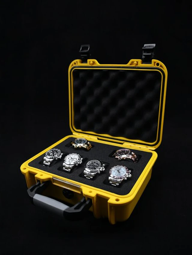 Indestructible Watch Suitcase for 6 Watches - Yellow...