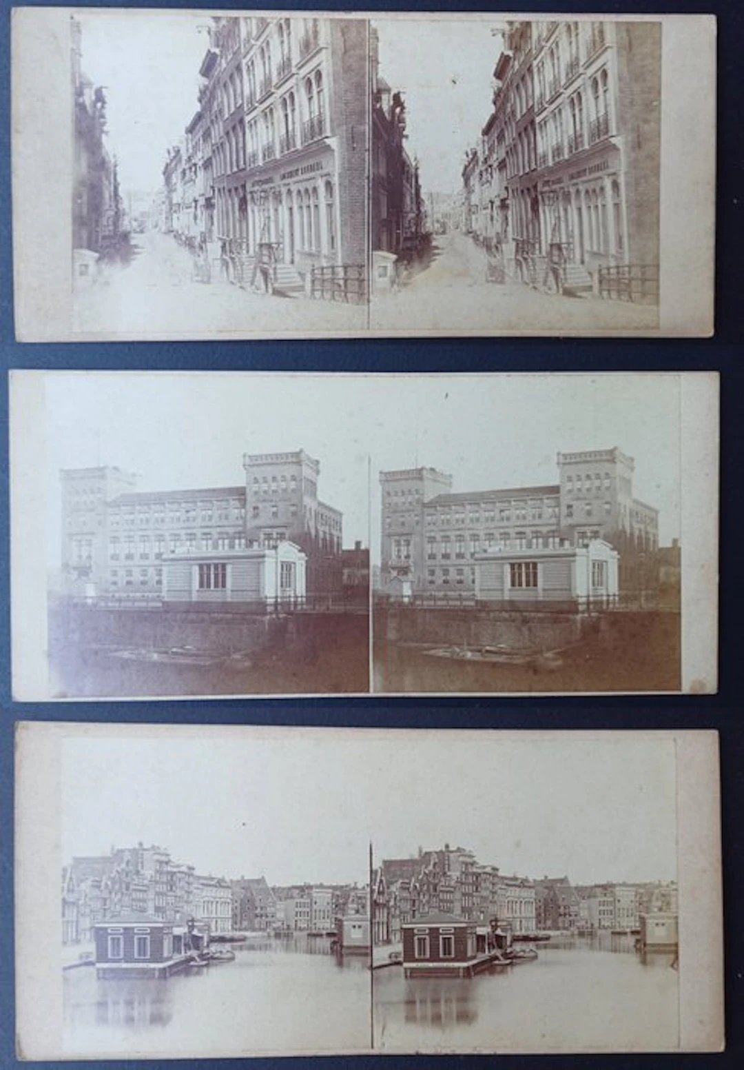 Pieter Oosterhuis - 3 stereofoto's Amsterdam