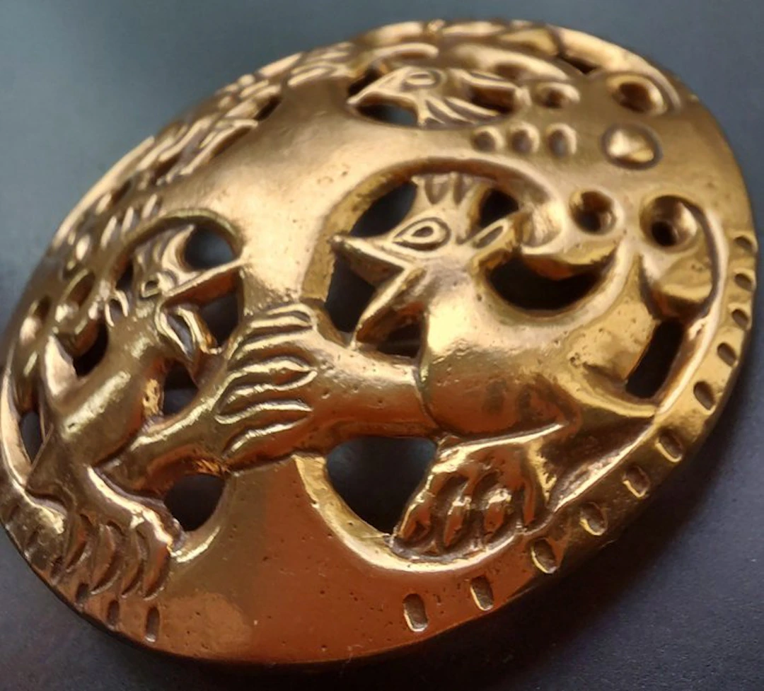 No reserve price - Brooch Bronze - Kalevala Koru XXL beau!