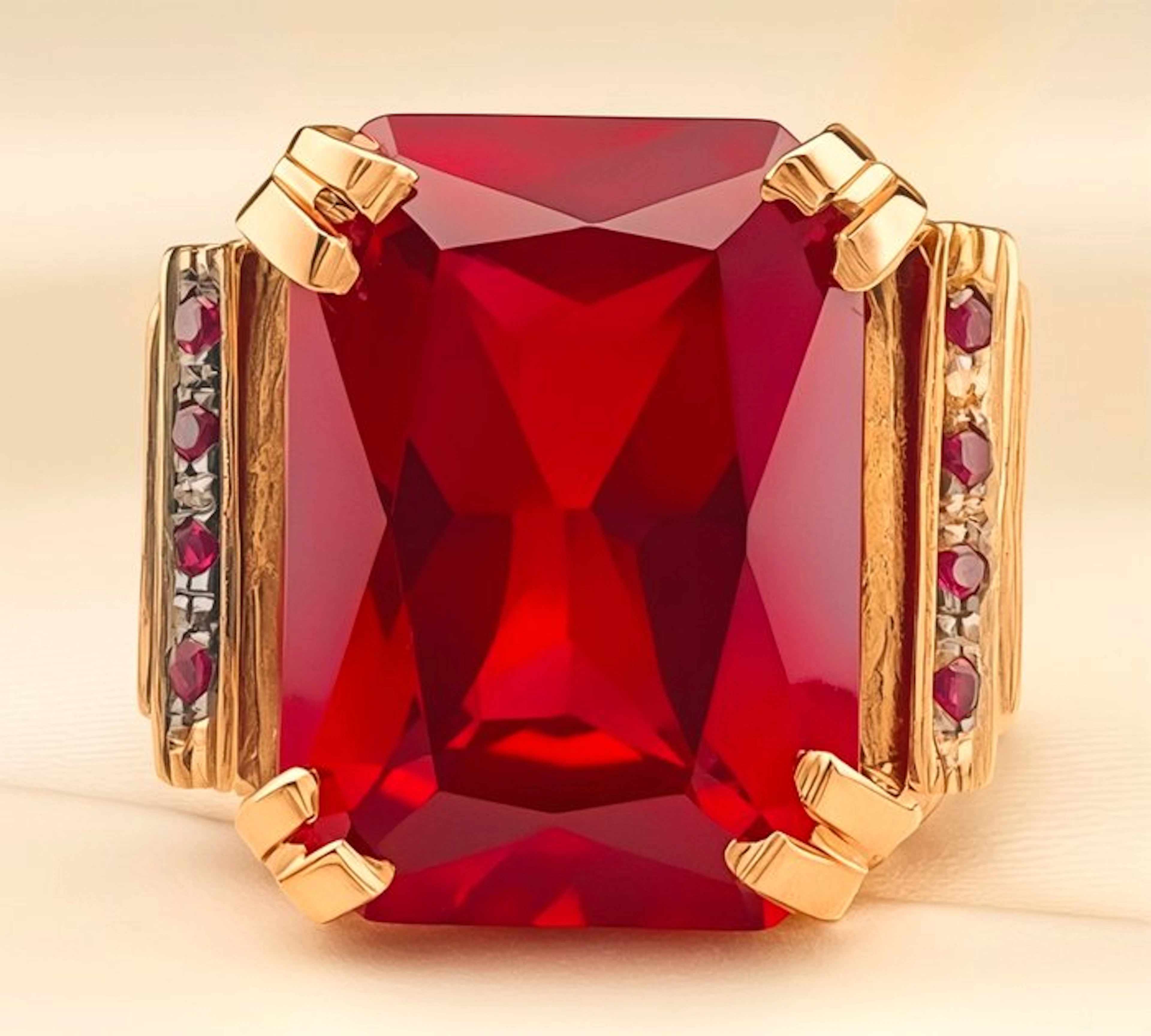 No reserve price - Ring - 9 kt. Rose gold, Silver Ruby - Ruby