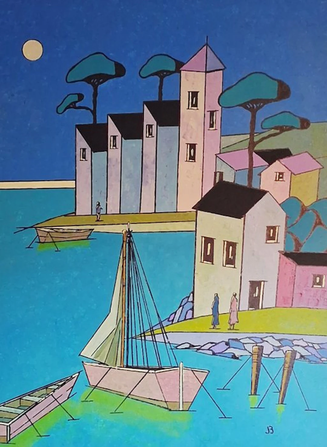 Bertrand Jost (1961) - Village côtier géométrique XL