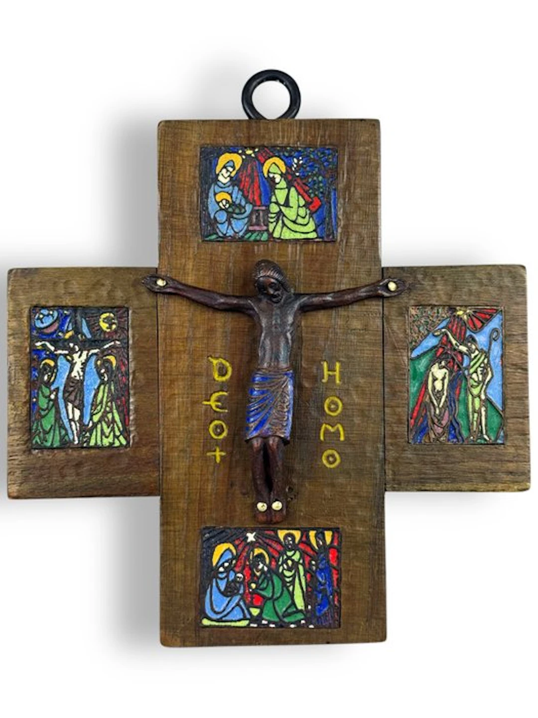 Crucifix - Bronze, Enamel, Wood - 1950-1960