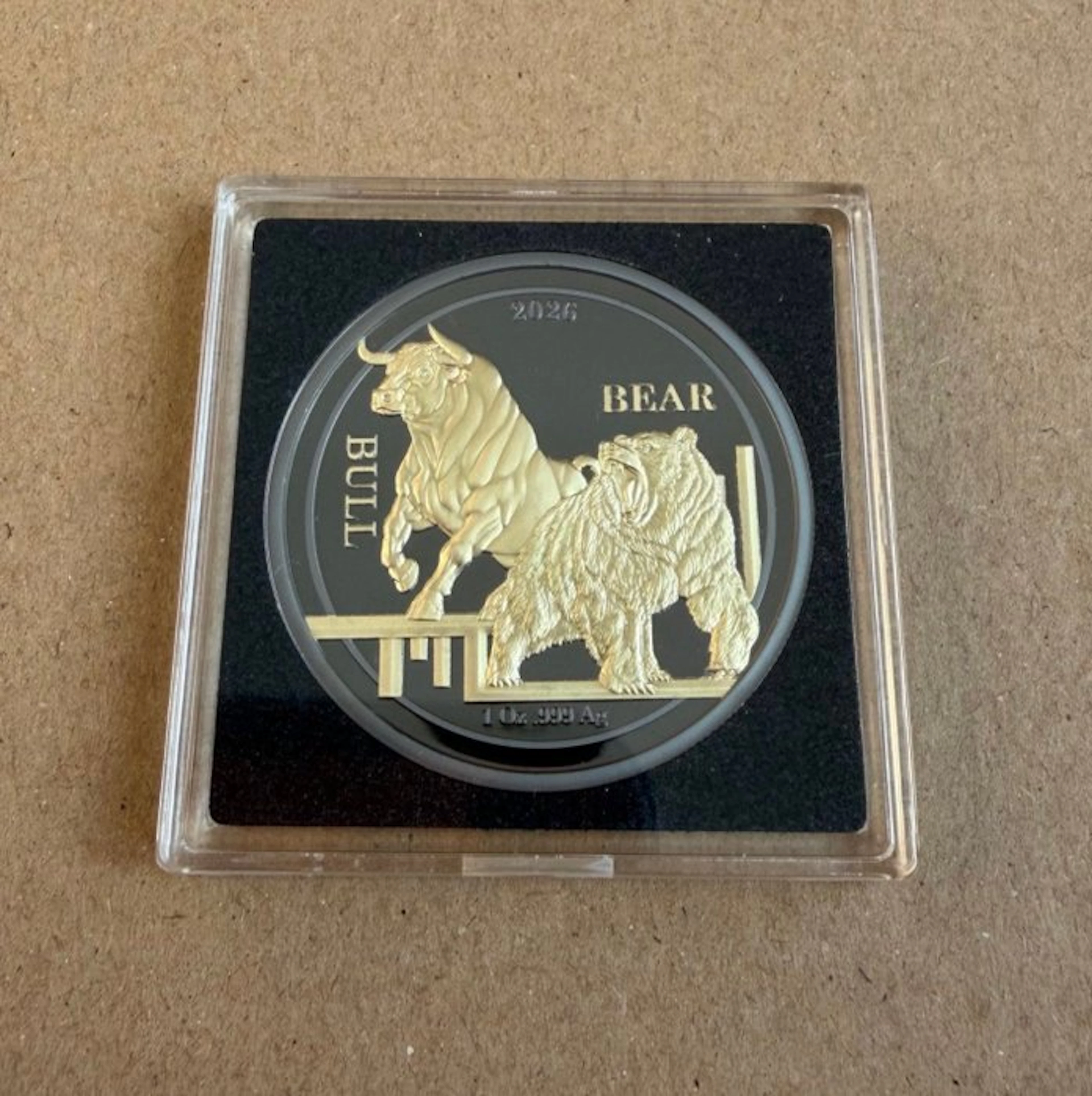 Ascension Island. 1 Dollar 2026 Bull&Bear-Golden Enigma Edition 1 Oz, (.999)