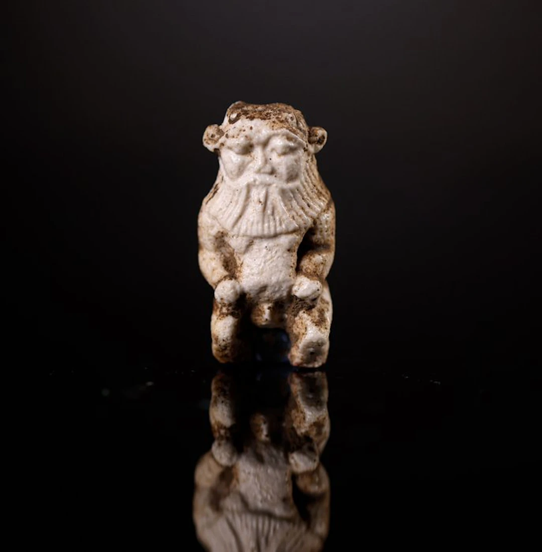 Ancient Egypt, Faience amulet of the god Bes - 4 cm