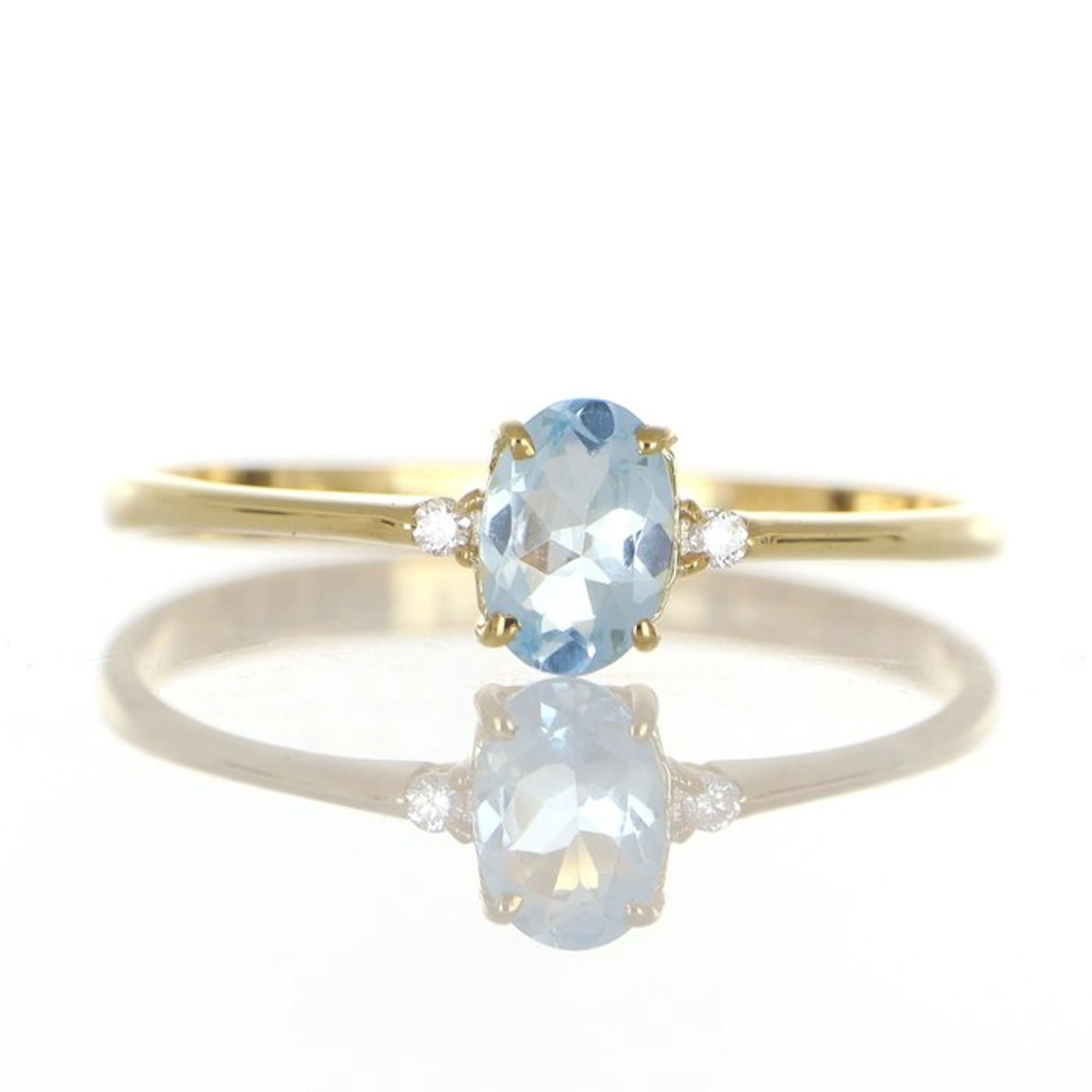 No reserve price - Ring - 18 kt. Yellow gold Aquamarine - Diamond