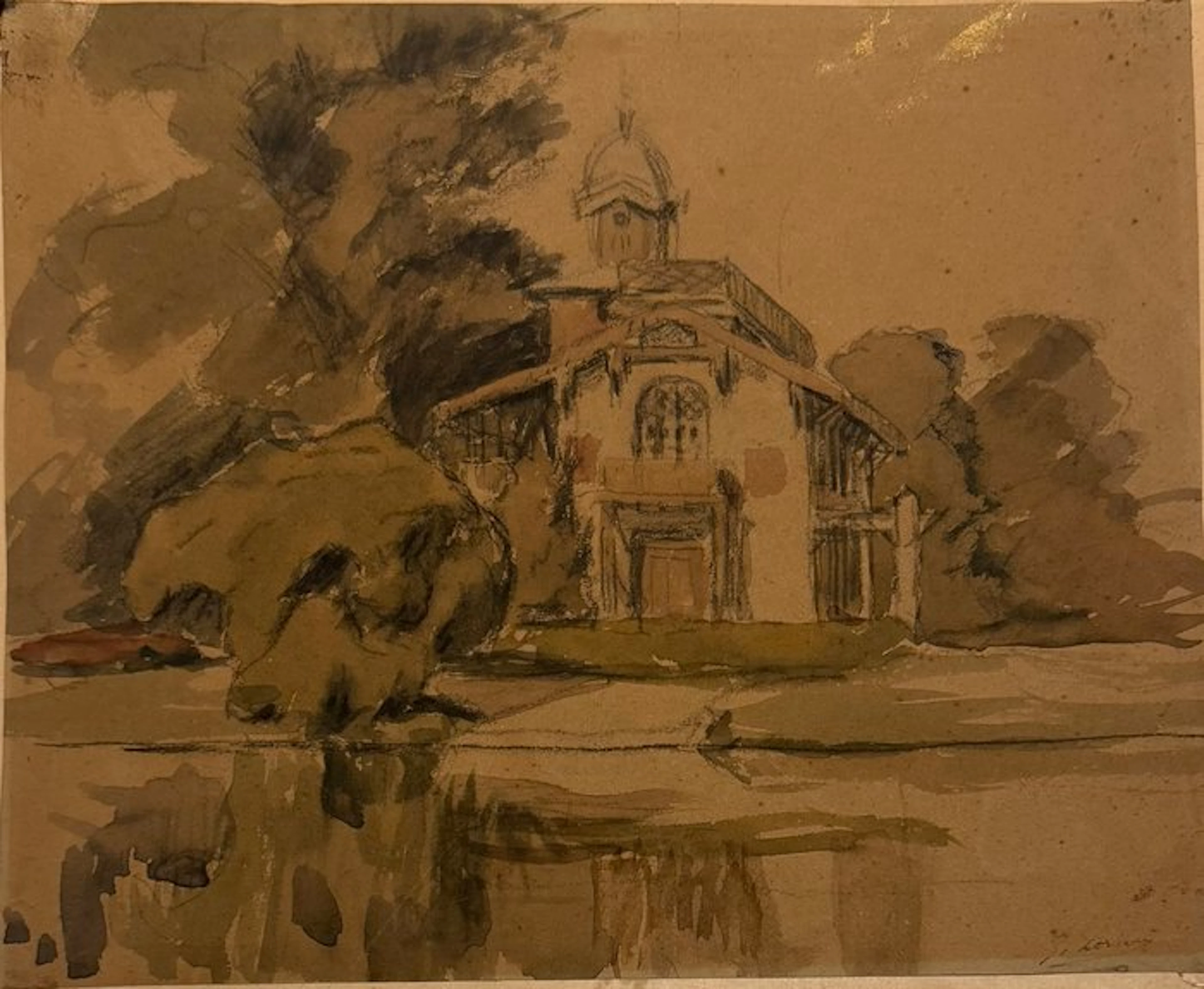 French school (XIX) - Eglise