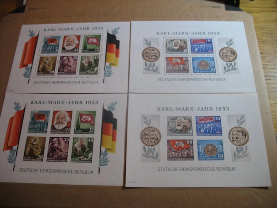 GDR - Marx blocks mint (never hinged) Michel numbers 8AB–9AB