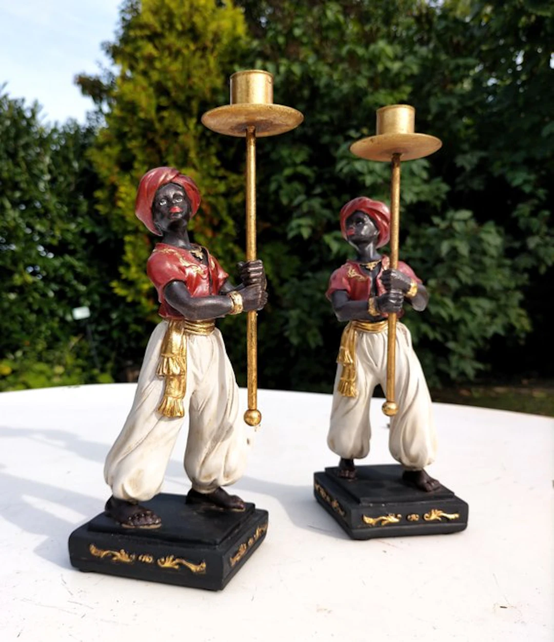 Candleholder candlesticks (2) - resin metal