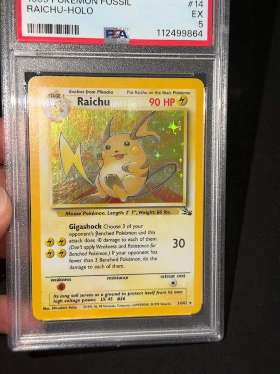Pokémon - 1 Graded card - Raichu 14 Foil - PSA 5 - WOTC - Fossil