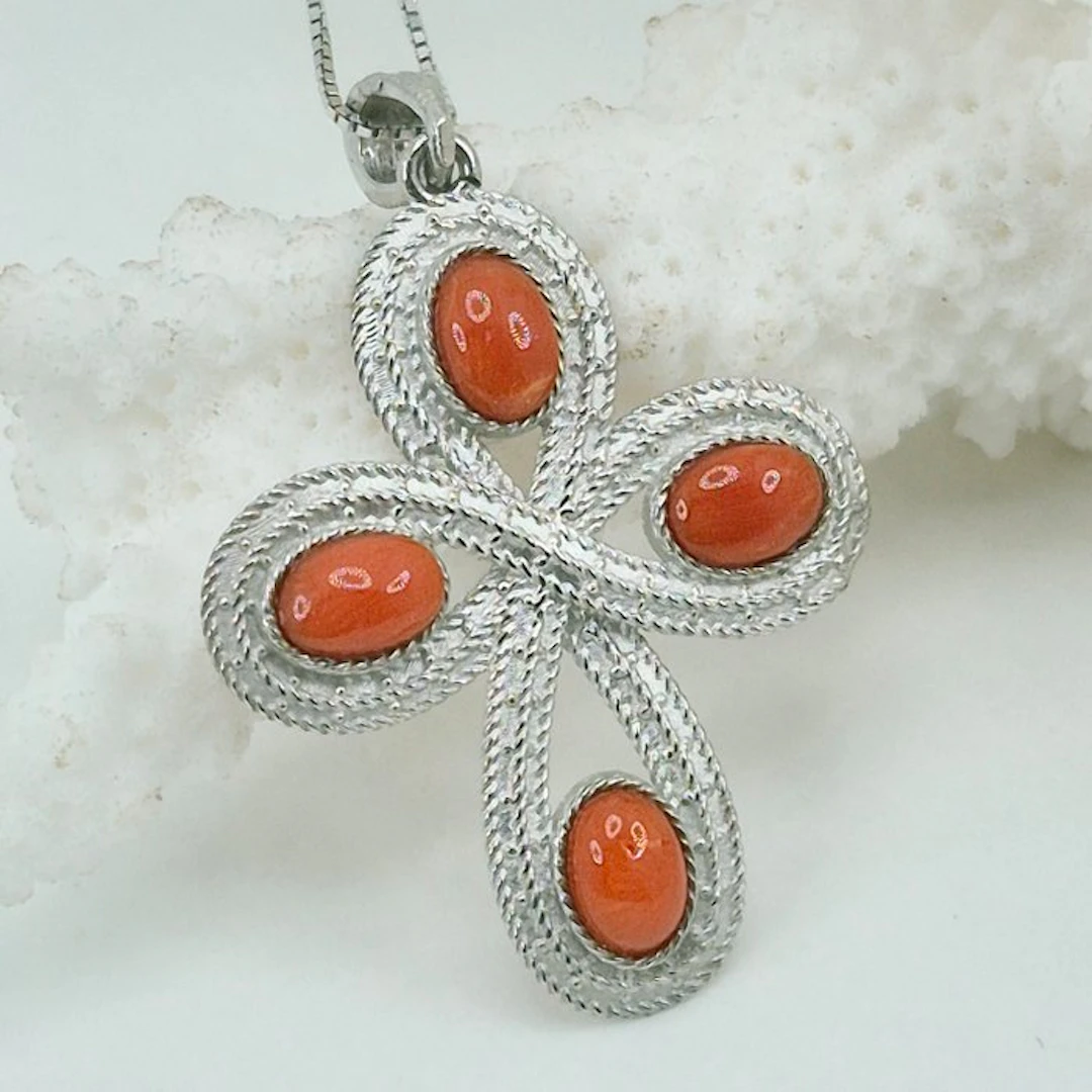 Coral - Silver, No Reserve - Necklace with pendant - CORALLO MEDITERRANEO